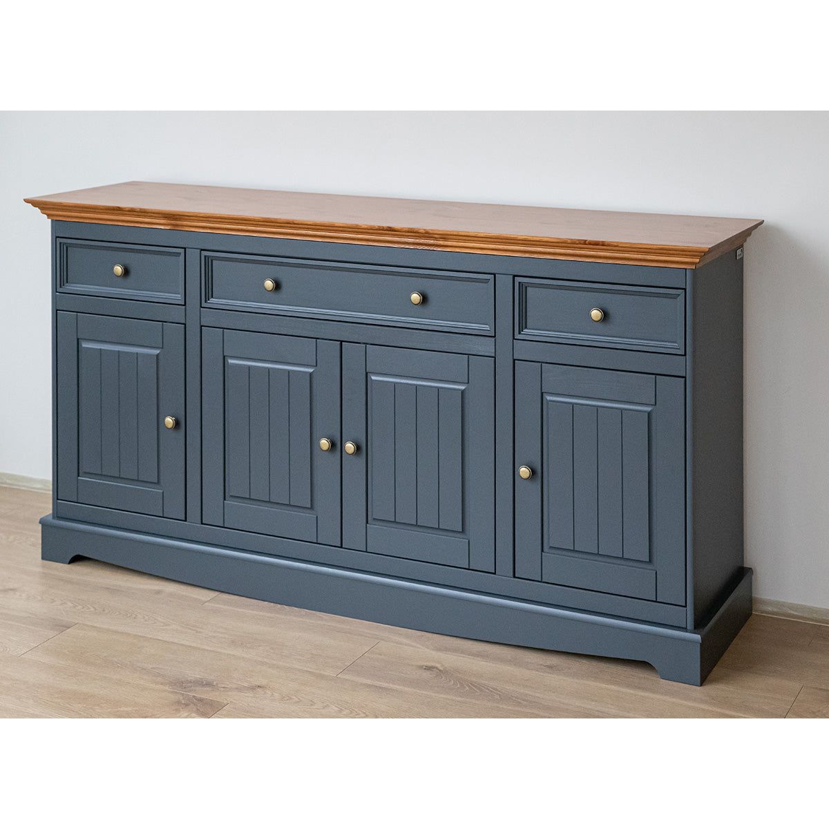 Bologna Elegante Massivholz Kiefer Kommode 4.3 | Farbe Graphit - Eiche