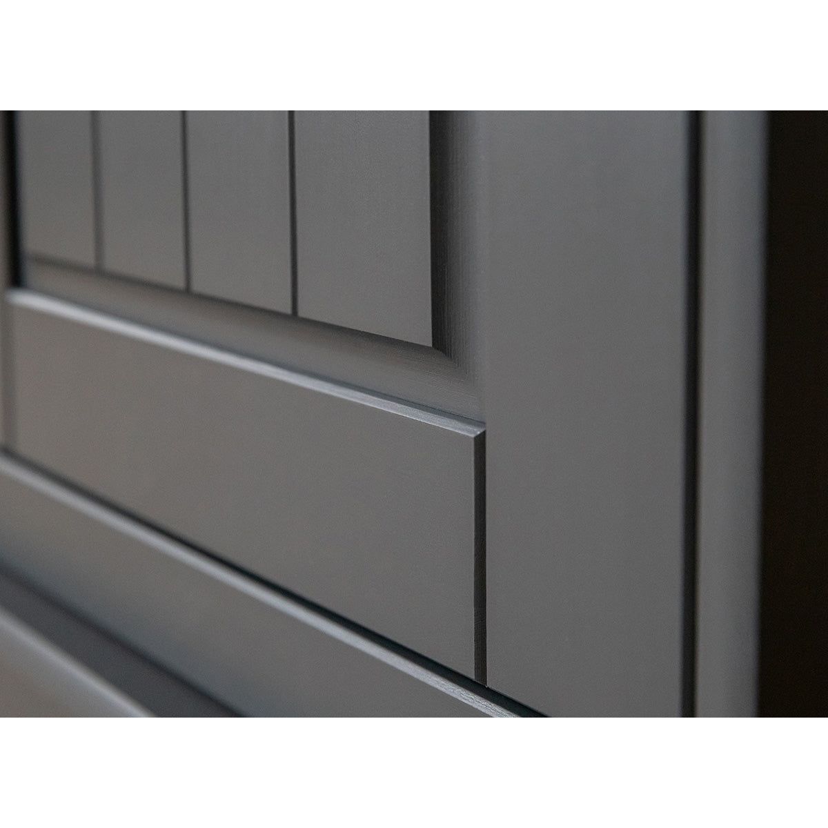 Bologna Elegante Massivholz Kiefer Vitrine 2D | Farbe Graphit - Eiche