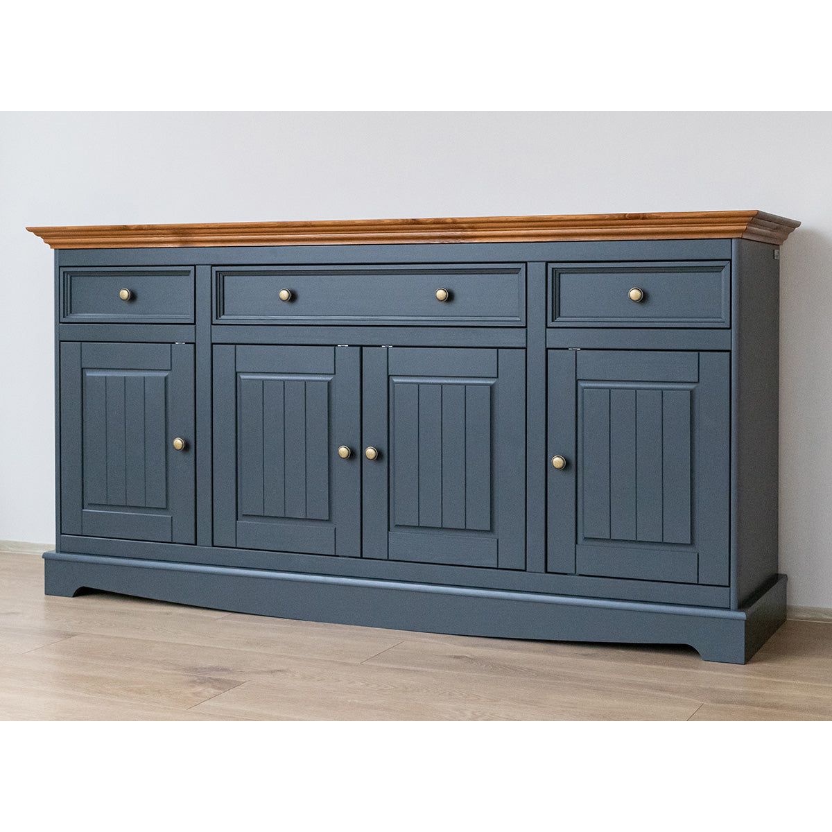 Bologna Elegante Massivholz Kiefer Kommode 4.3 | Farbe Graphit - Eiche