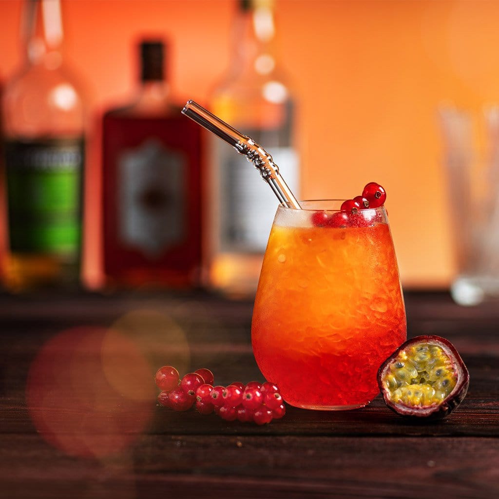 4 x 20cm Glasstrohhalme mit Knick im Ziehharmonika-Stil