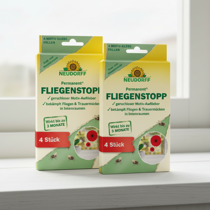 Neudorff Klebefalle Permanent Fliegenstopp mit Motiv  8 Stück
