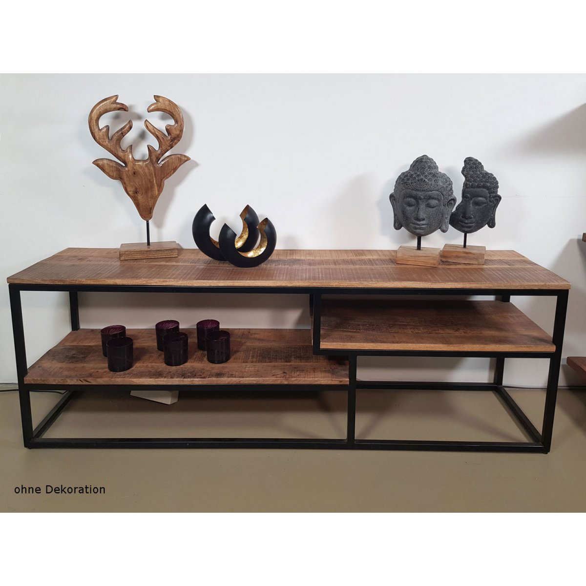 TV Lowboard - Fernsehschrank - 150 x 51 x 36 cm - Liverpool - Metall-Gestell schwarz matt