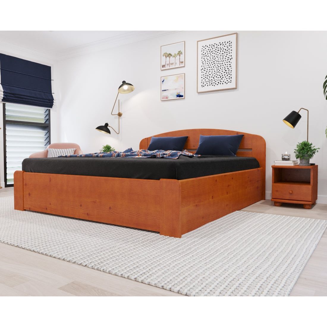 Anika Kieferbett mit Bettkasten | Massivholz | Naturholz | 100% Bio-Bett inkl. Lattenrost