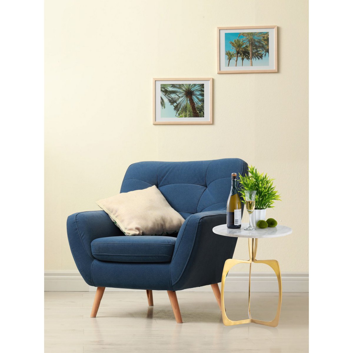 Beistelltisch - Metall rund ø 45 x 56 cm - Dekotisch - Marmor - Sohoo