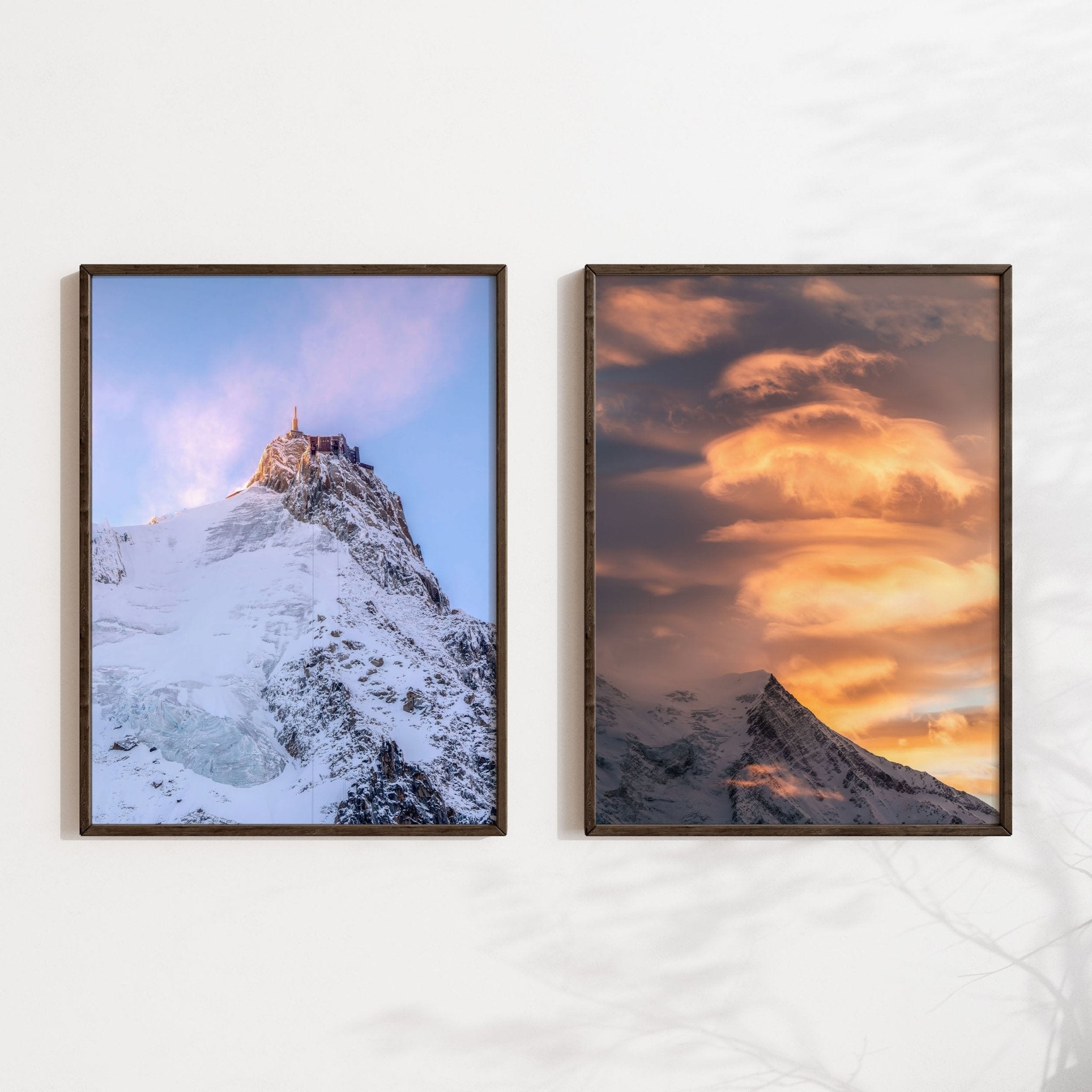 Aiguille du Midi and Aiguille du Goûter Wall Art - Mountain Photography Set of 2