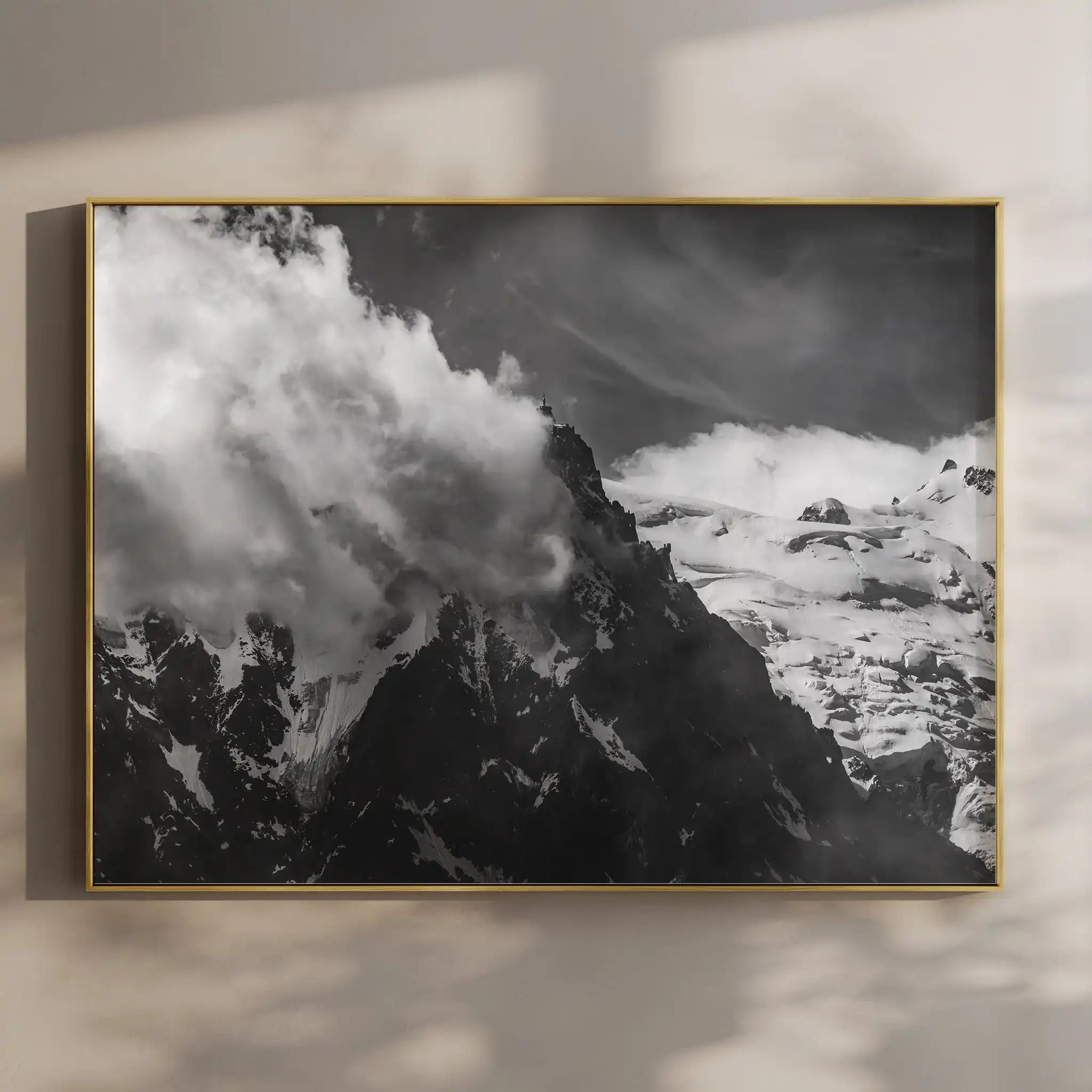 Aiguille du Midi Wall Art Print – Black and White Mountain Photography by Chamonix Prints