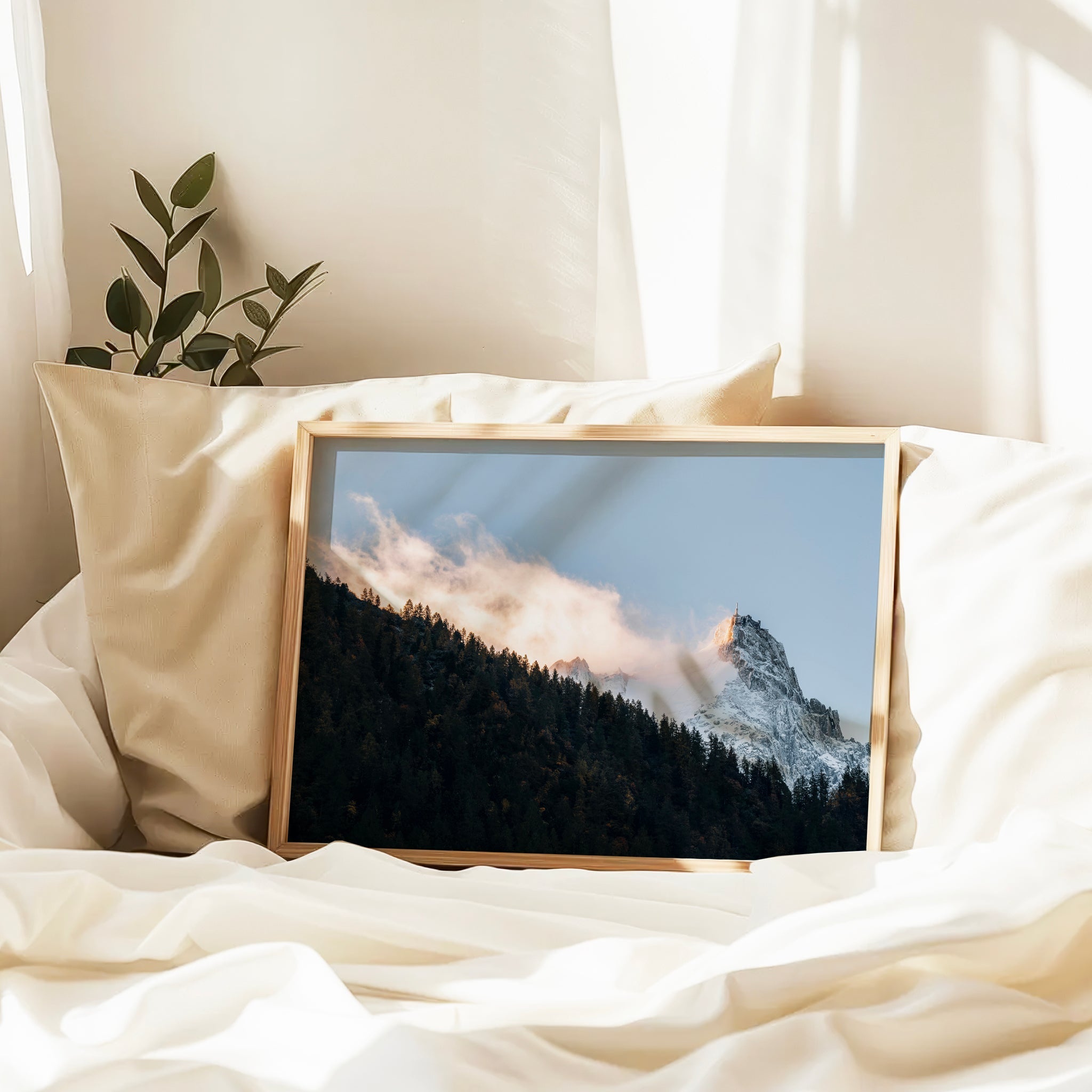 Aiguille du Midi Chamonix Wall Art – Golden Light Mountain Print