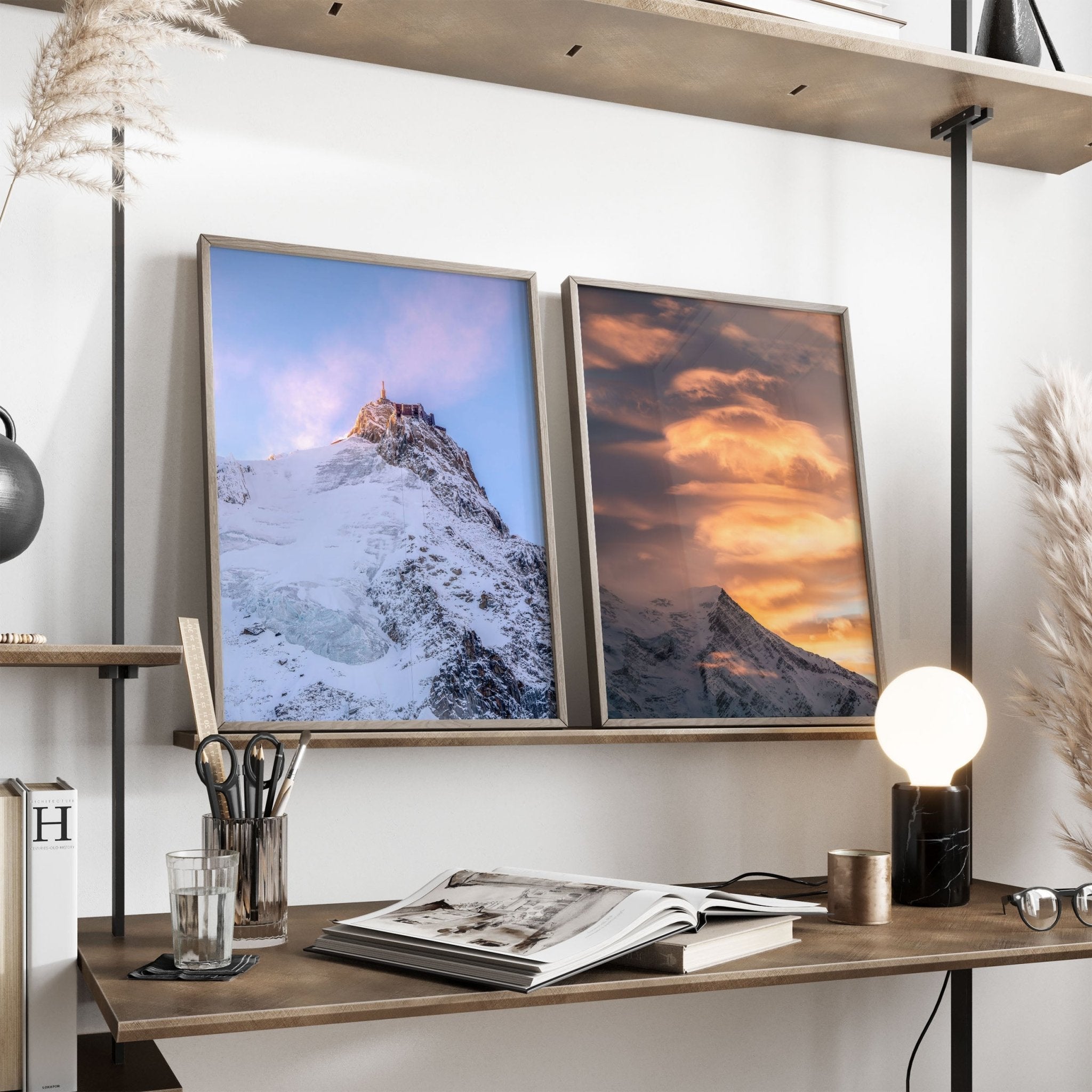 Aiguille du Midi and Aiguille du Goûter Wall Art - Mountain Photography Set of 2
