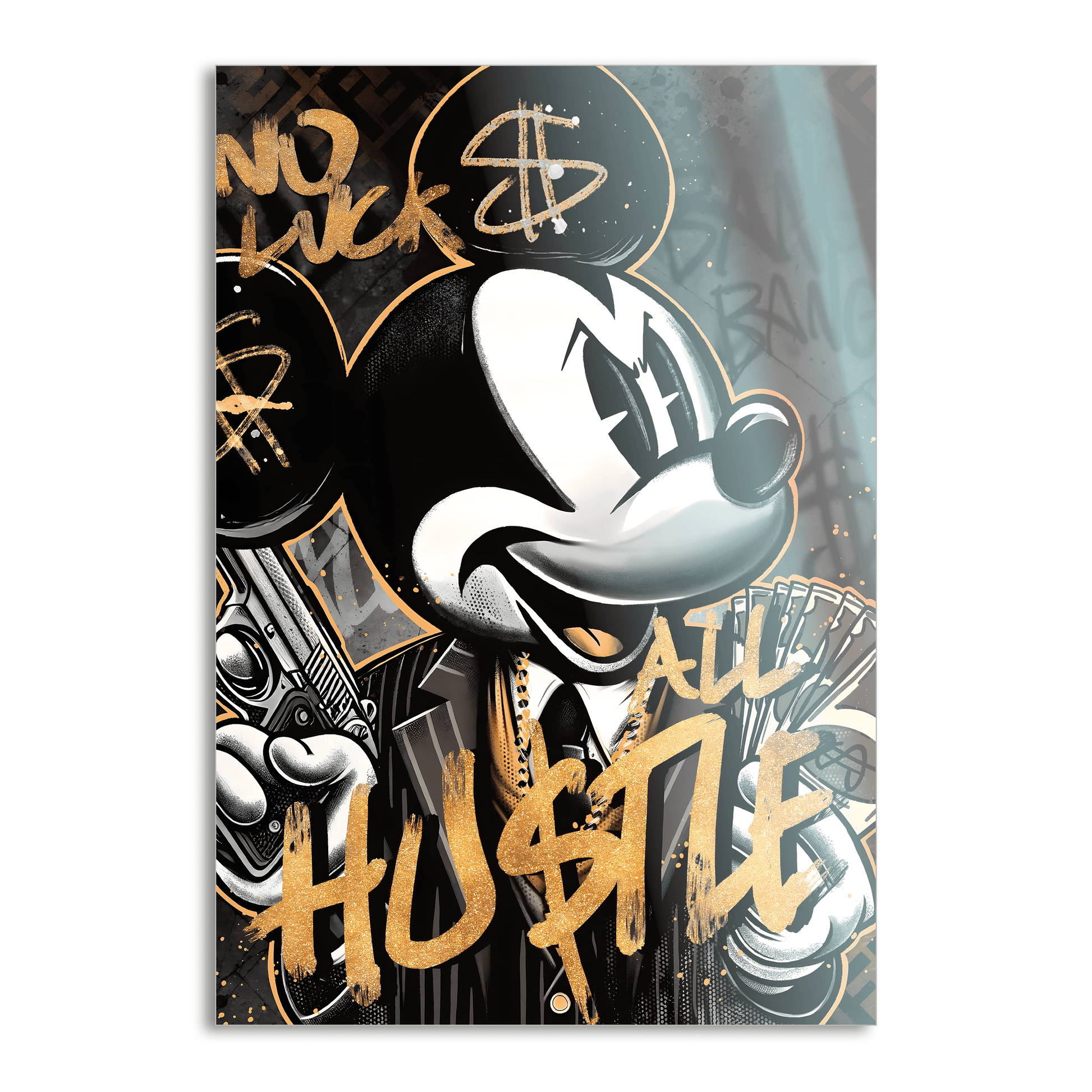 All Hustle Mickey - Leinwandbild Pop Art / Motivation by SimpleCanvas