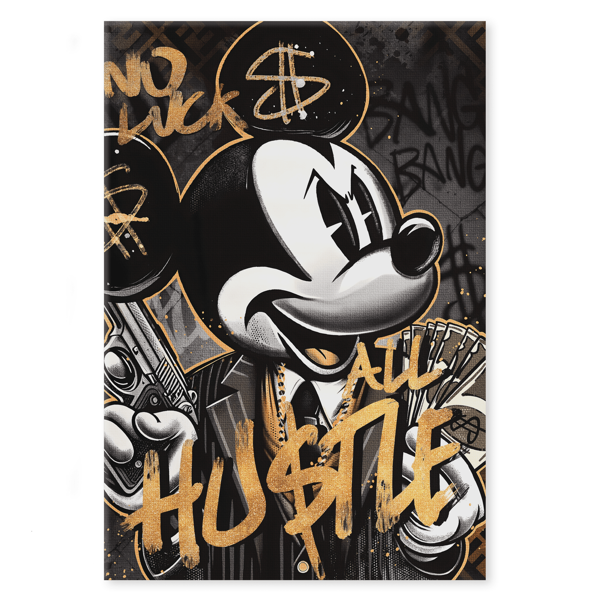 All Hustle Mickey - Leinwandbild Pop Art / Motivation by SimpleCanvas