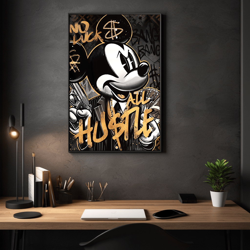 All Hustle Mickey - Leinwandbild Pop Art / Motivation by SimpleCanvas