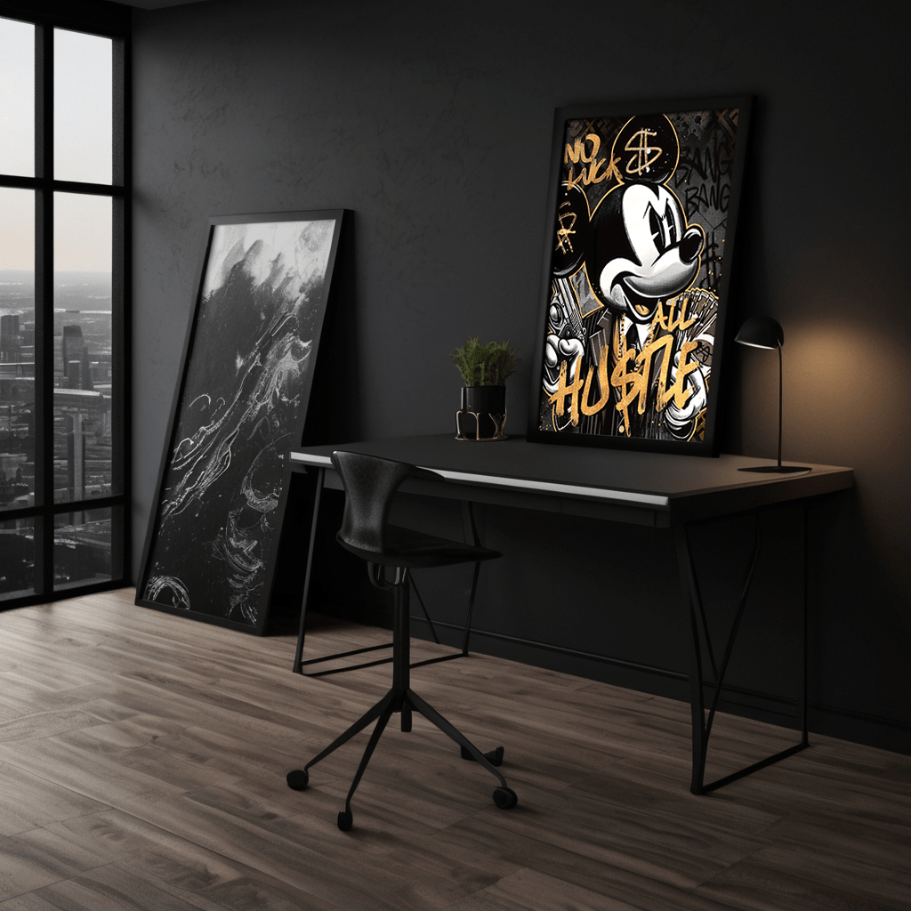 All Hustle Mickey - Leinwandbild Pop Art / Motivation by SimpleCanvas