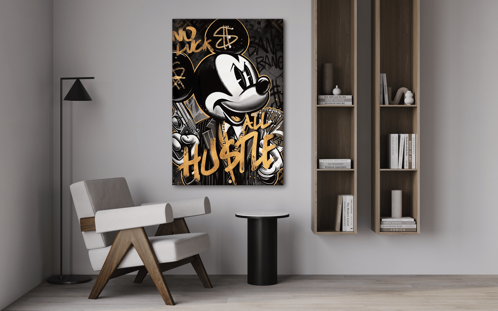 All Hustle Mickey - Leinwandbild Pop Art / Motivation by SimpleCanvas