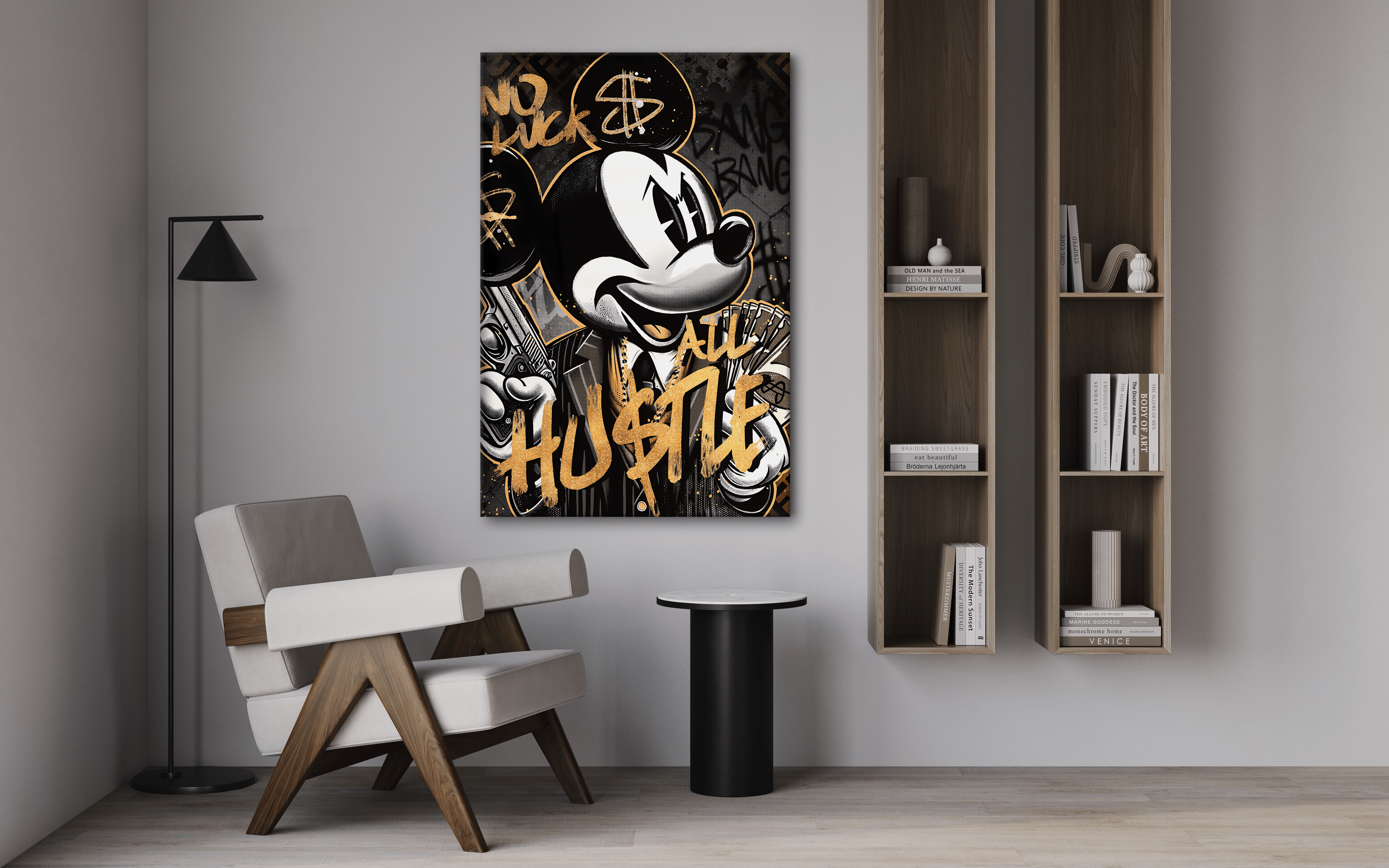 All Hustle Mickey - Leinwandbild Pop Art / Motivation by SimpleCanvas