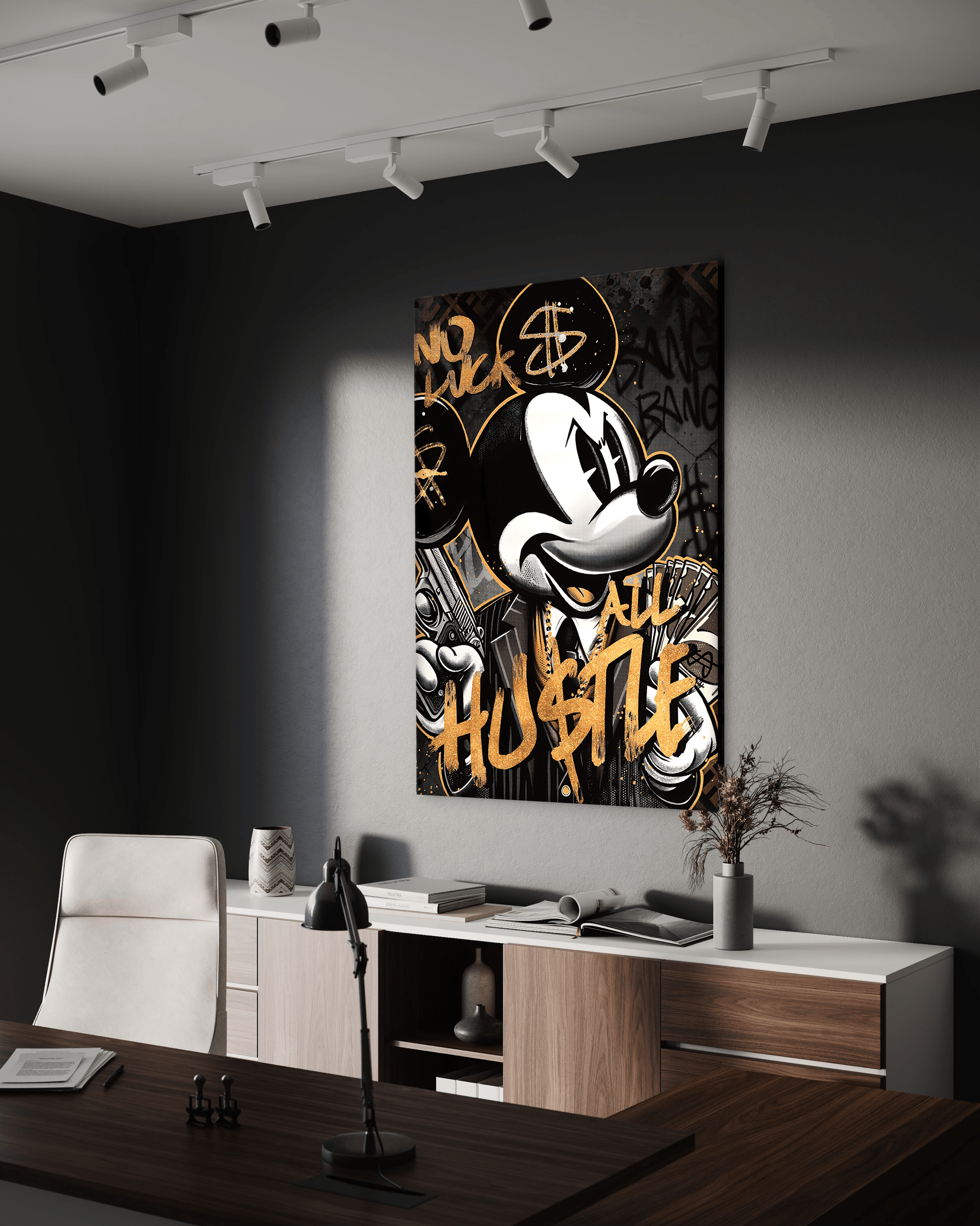 All Hustle Mickey - Leinwandbild Pop Art / Motivation by SimpleCanvas