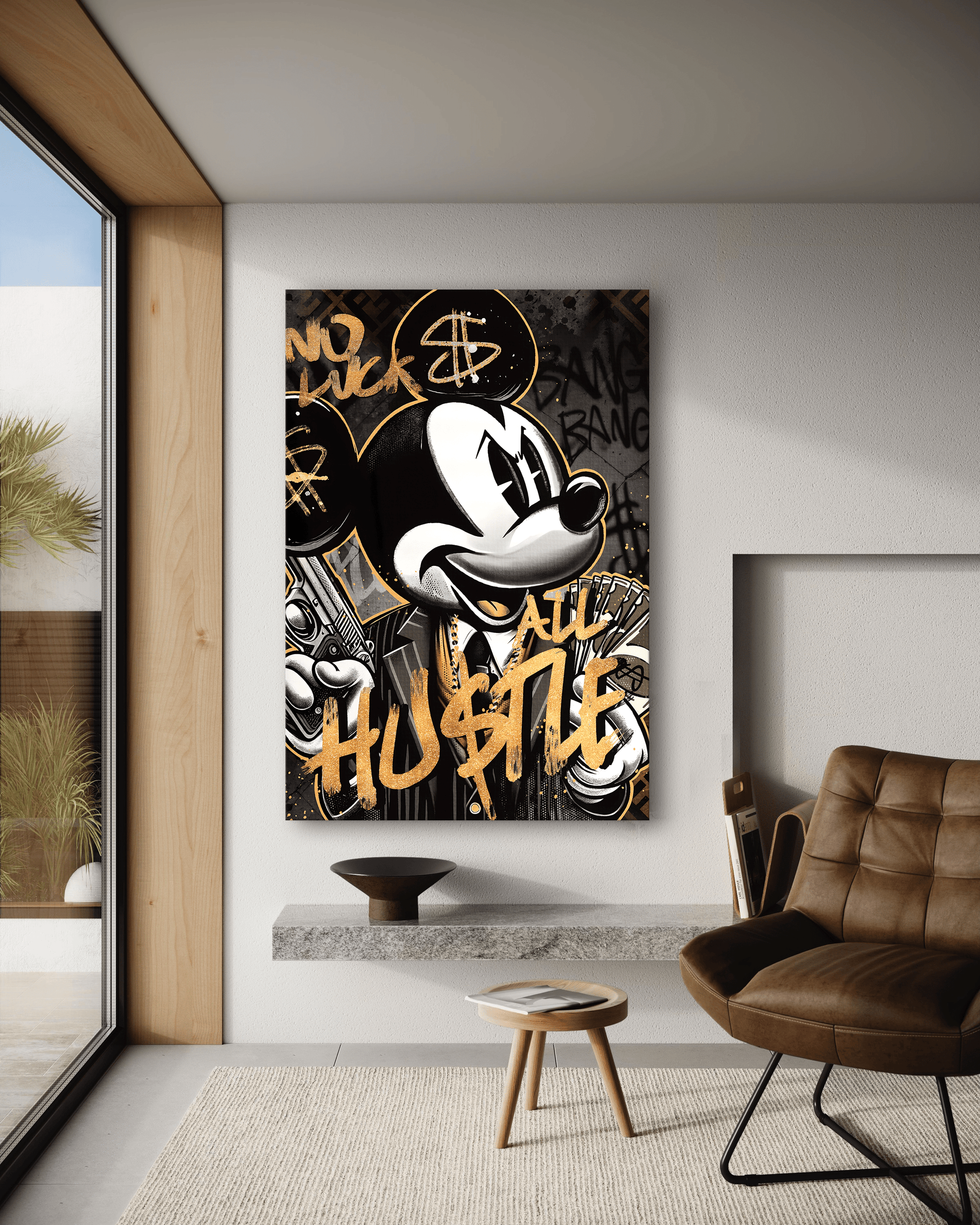 All Hustle Mickey - Leinwandbild Pop Art / Motivation by SimpleCanvas