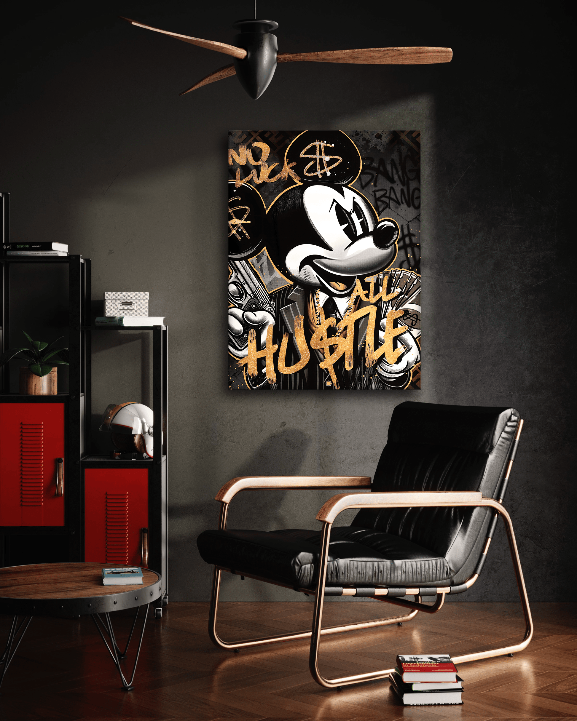 All Hustle Mickey - Leinwandbild Pop Art / Motivation by SimpleCanvas