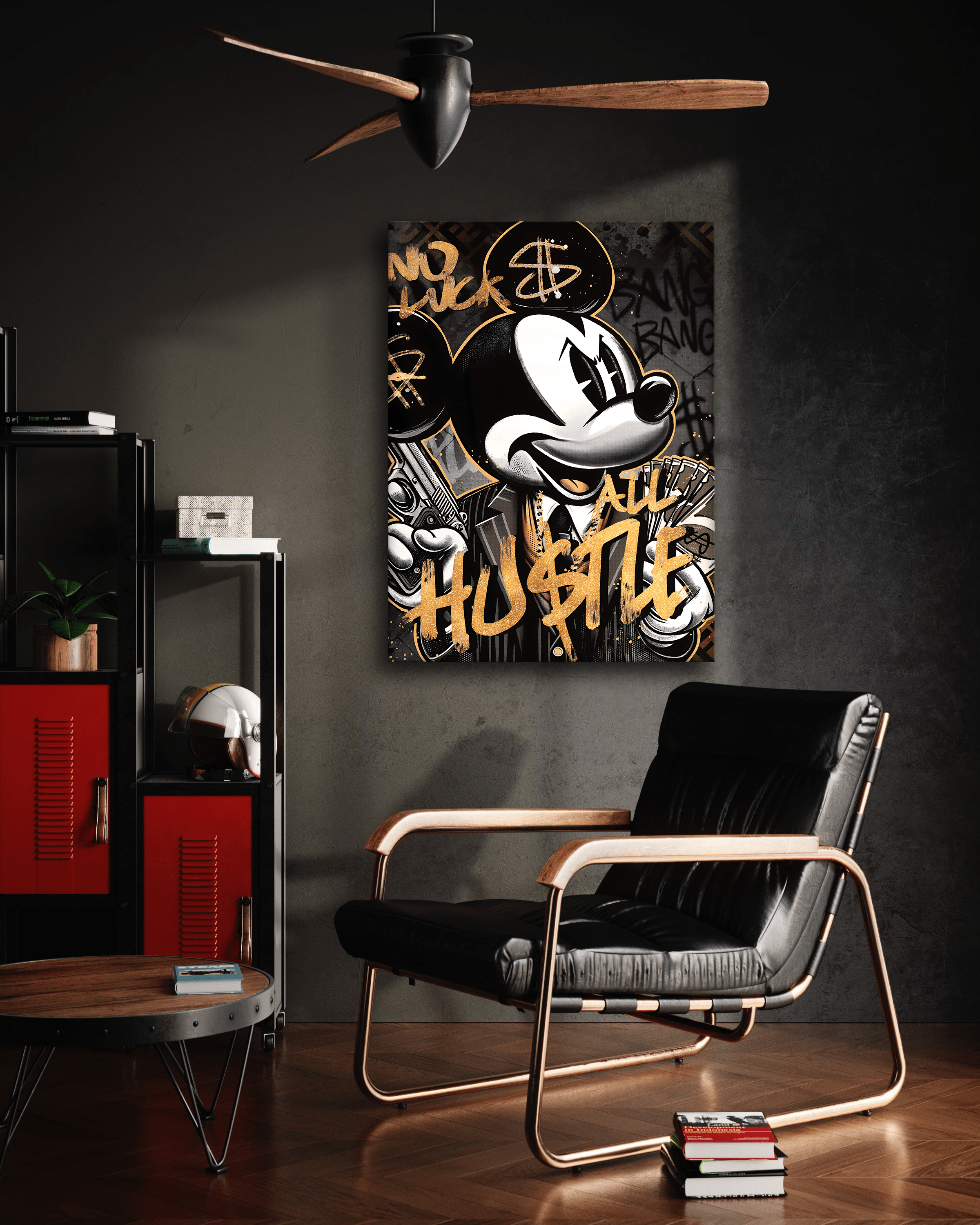 All Hustle Mickey - Leinwandbild Pop Art / Motivation by SimpleCanvas