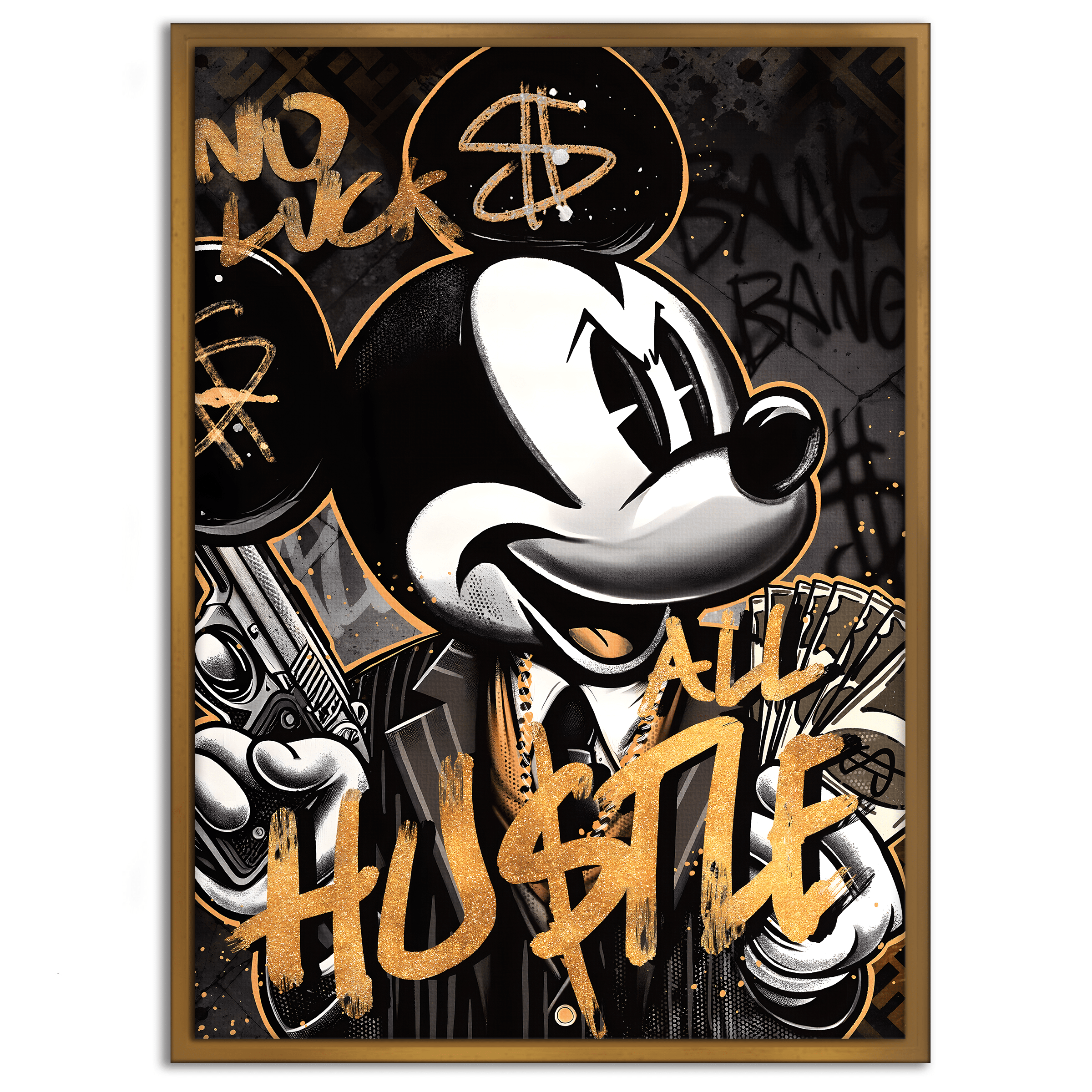 All Hustle Mickey - Leinwandbild Pop Art / Motivation by SimpleCanvas