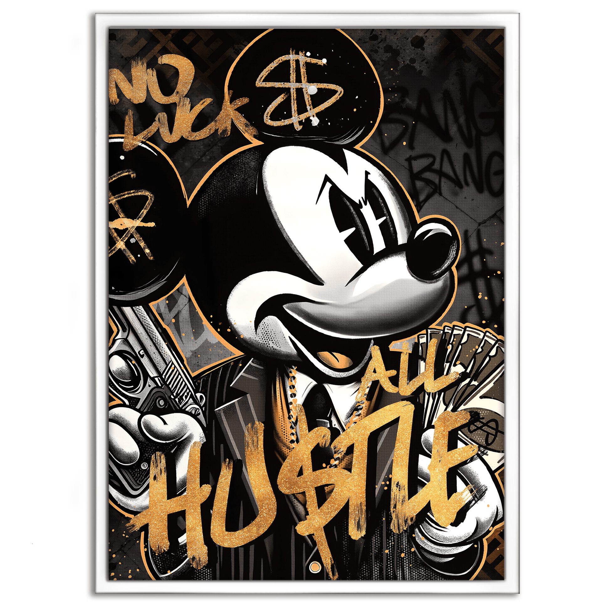 All Hustle Mickey - Leinwandbild Pop Art / Motivation by SimpleCanvas