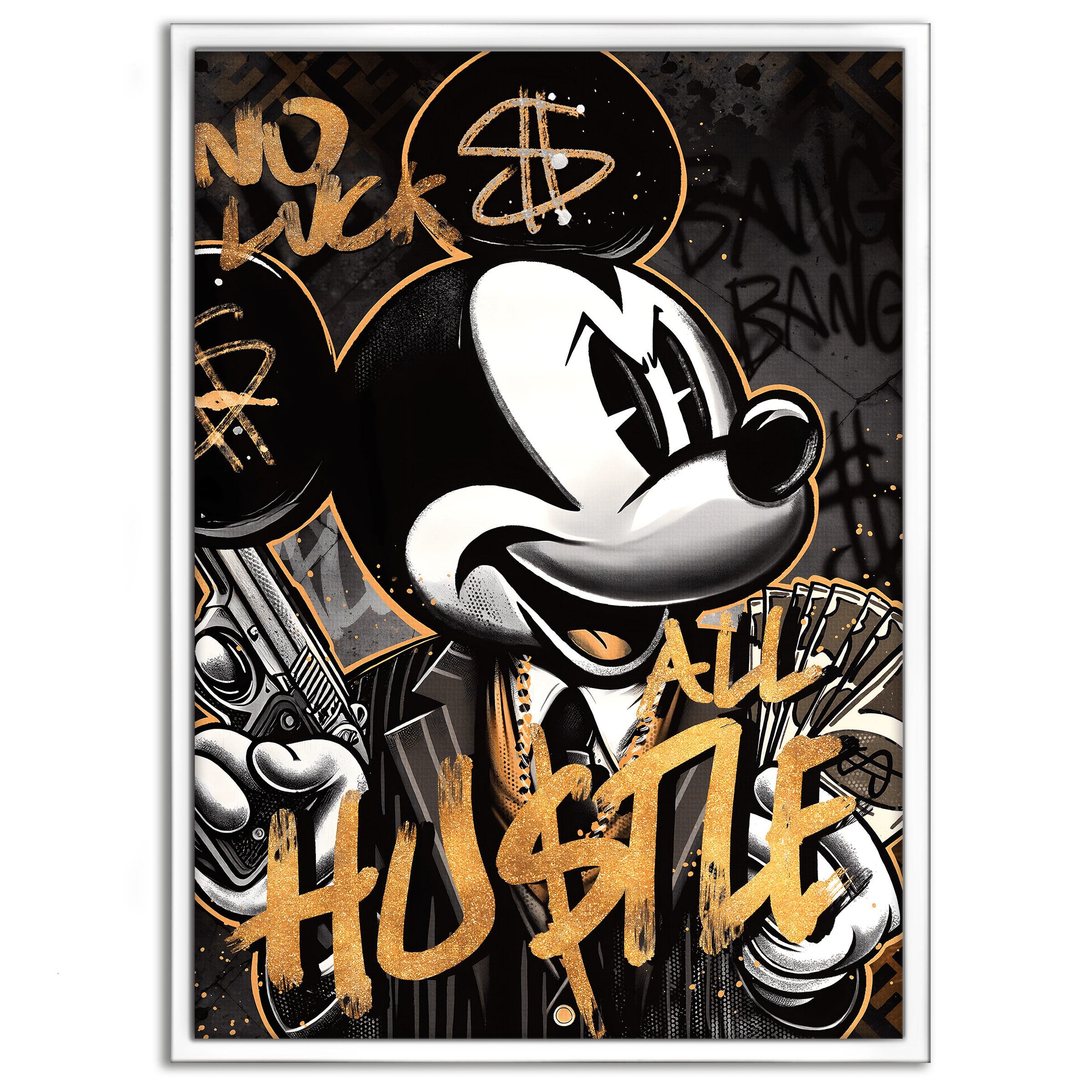 All Hustle Mickey - Leinwandbild Pop Art / Motivation by SimpleCanvas