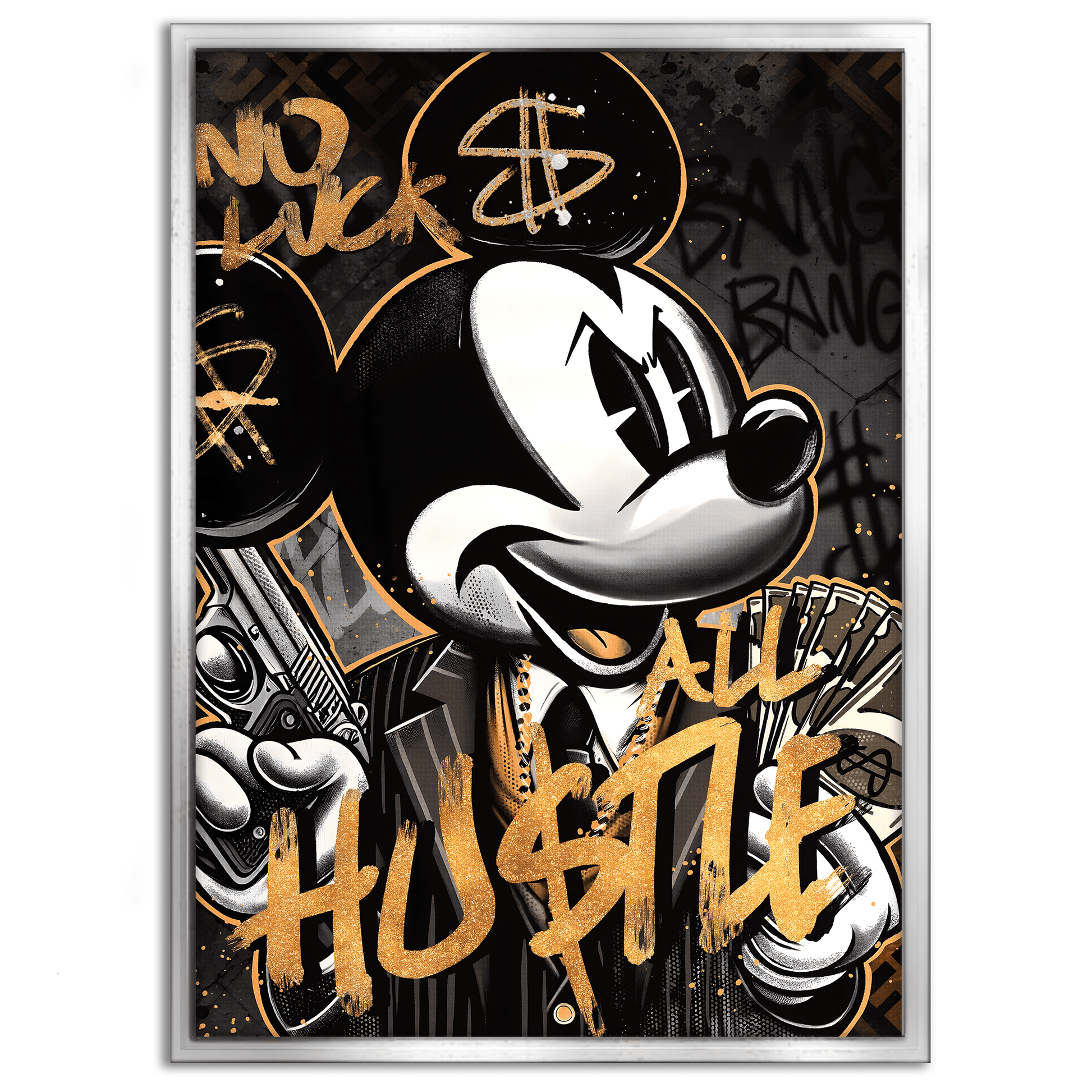 All Hustle Mickey - Leinwandbild Pop Art / Motivation by SimpleCanvas