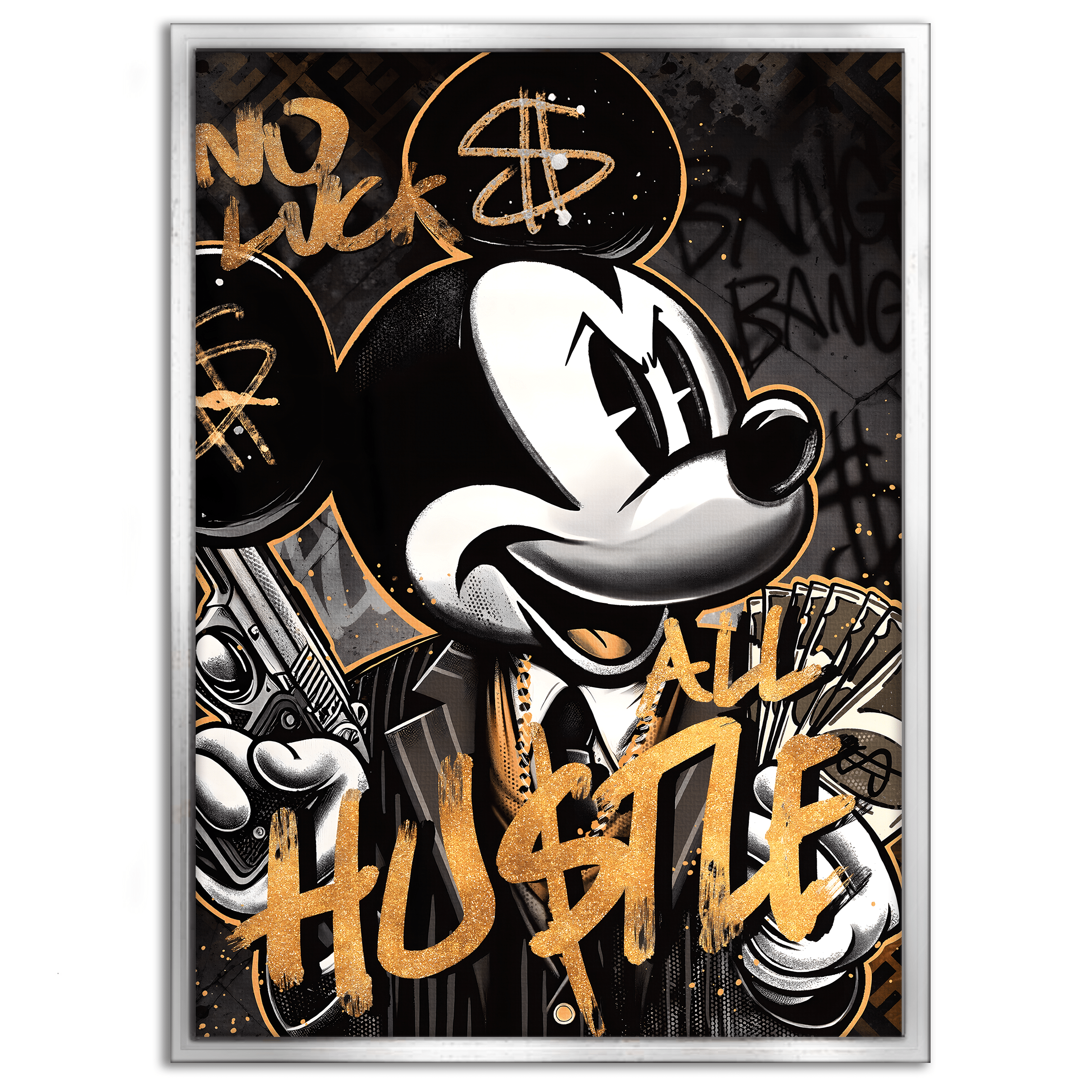 All Hustle Mickey - Leinwandbild Pop Art / Motivation by SimpleCanvas
