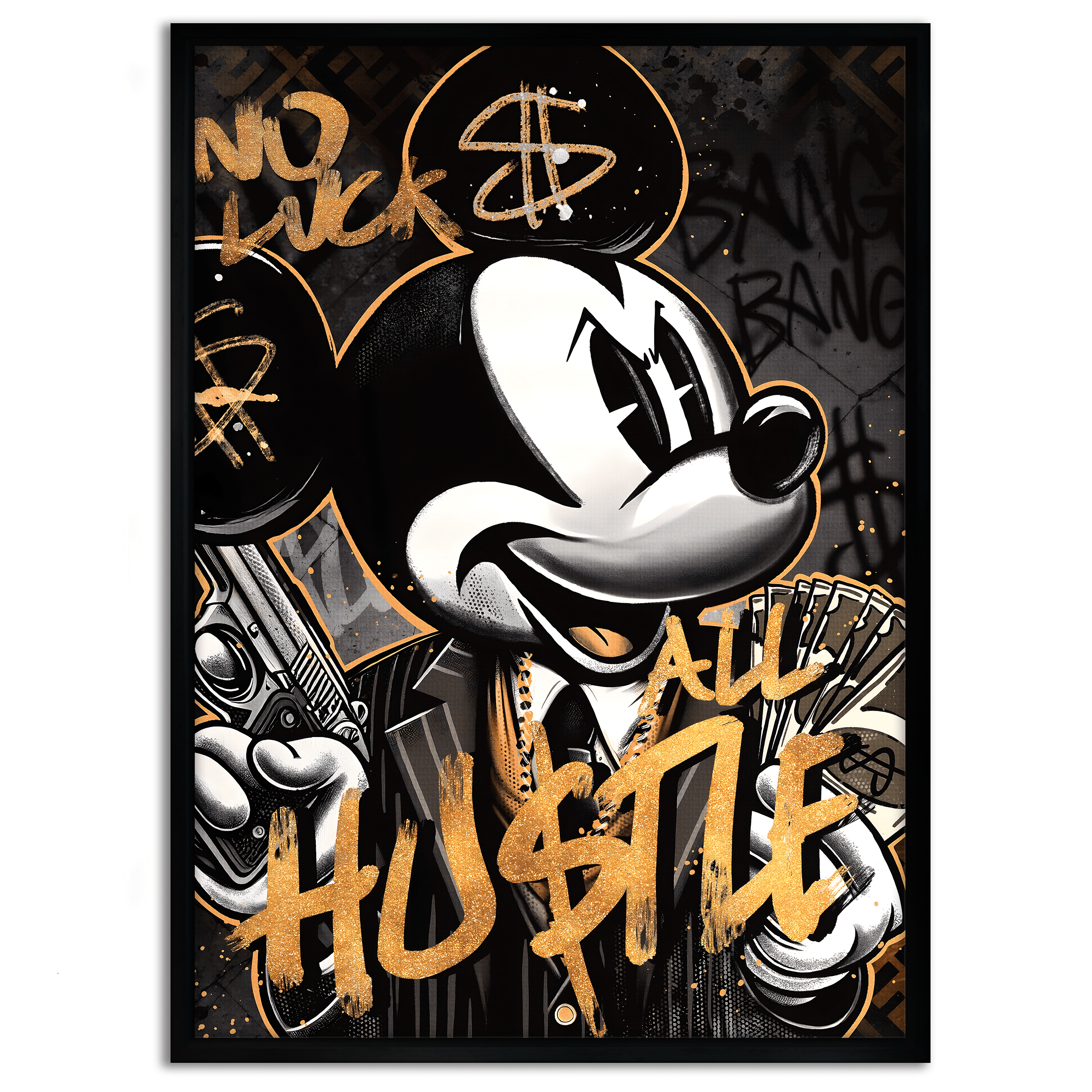 All Hustle Mickey - Leinwandbild Pop Art / Motivation by SimpleCanvas