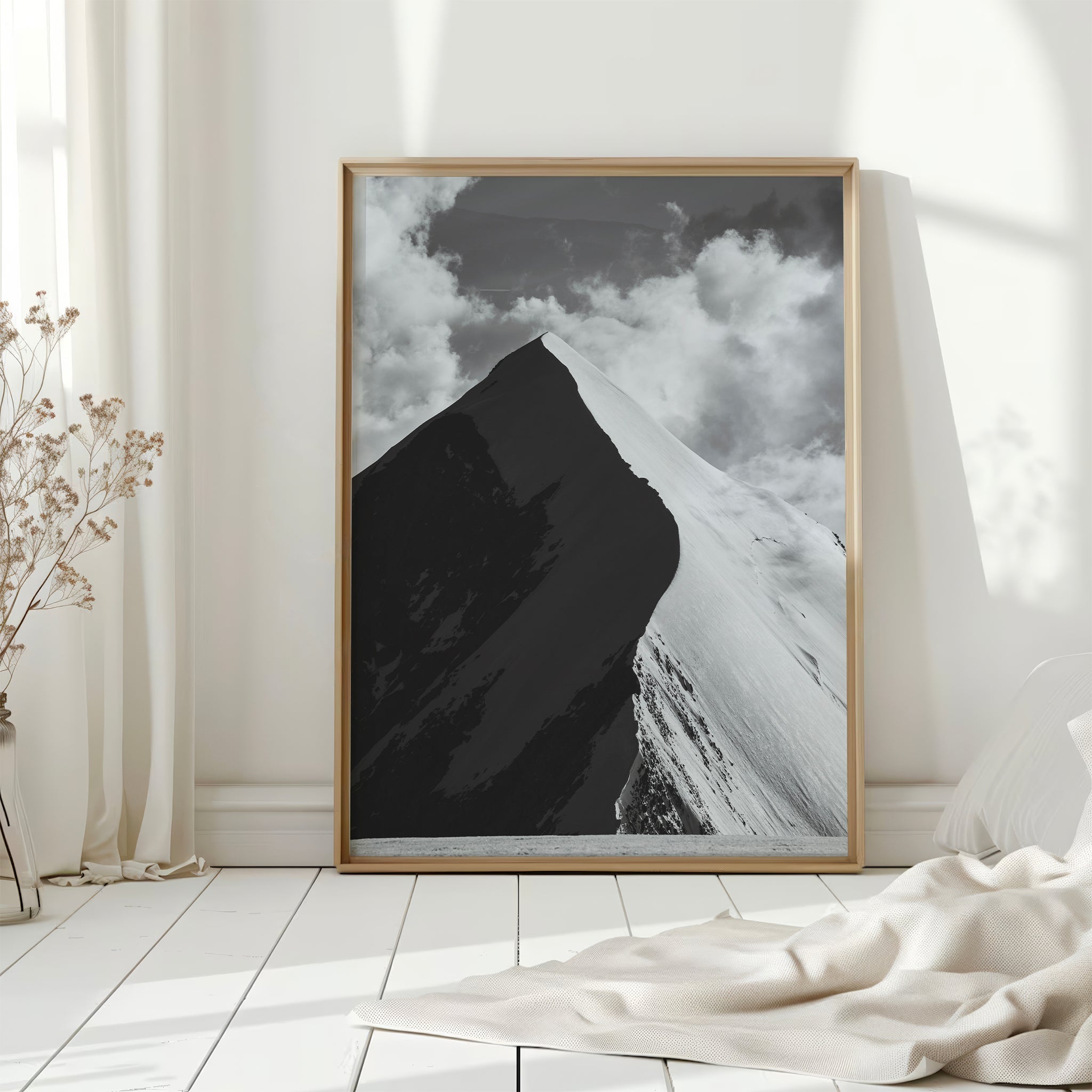 Aiguille de Bionnassay Print – Black and White Alpine Wall Art