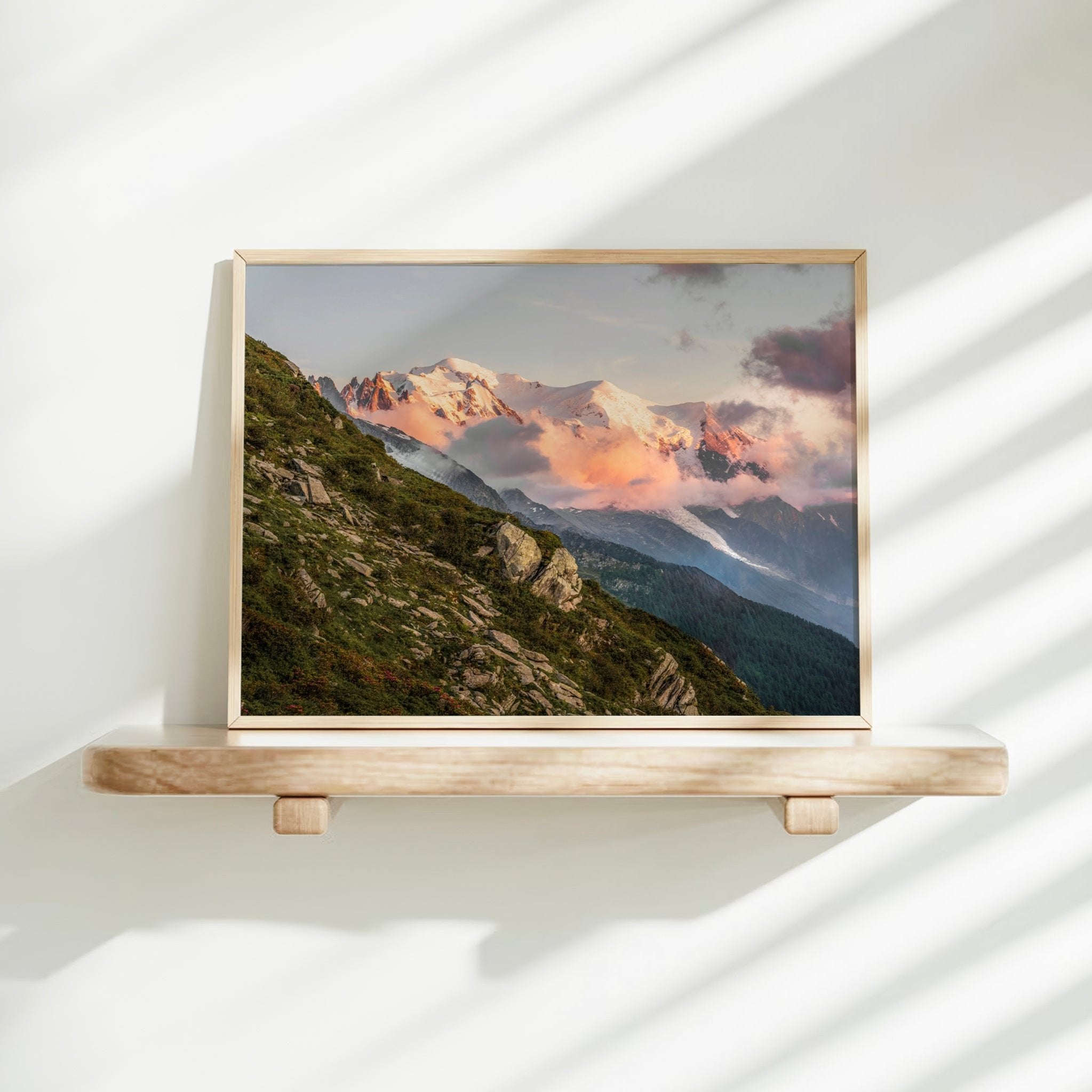Mont Blanc Massif Sunset Wall Art Print - Chamonix Print