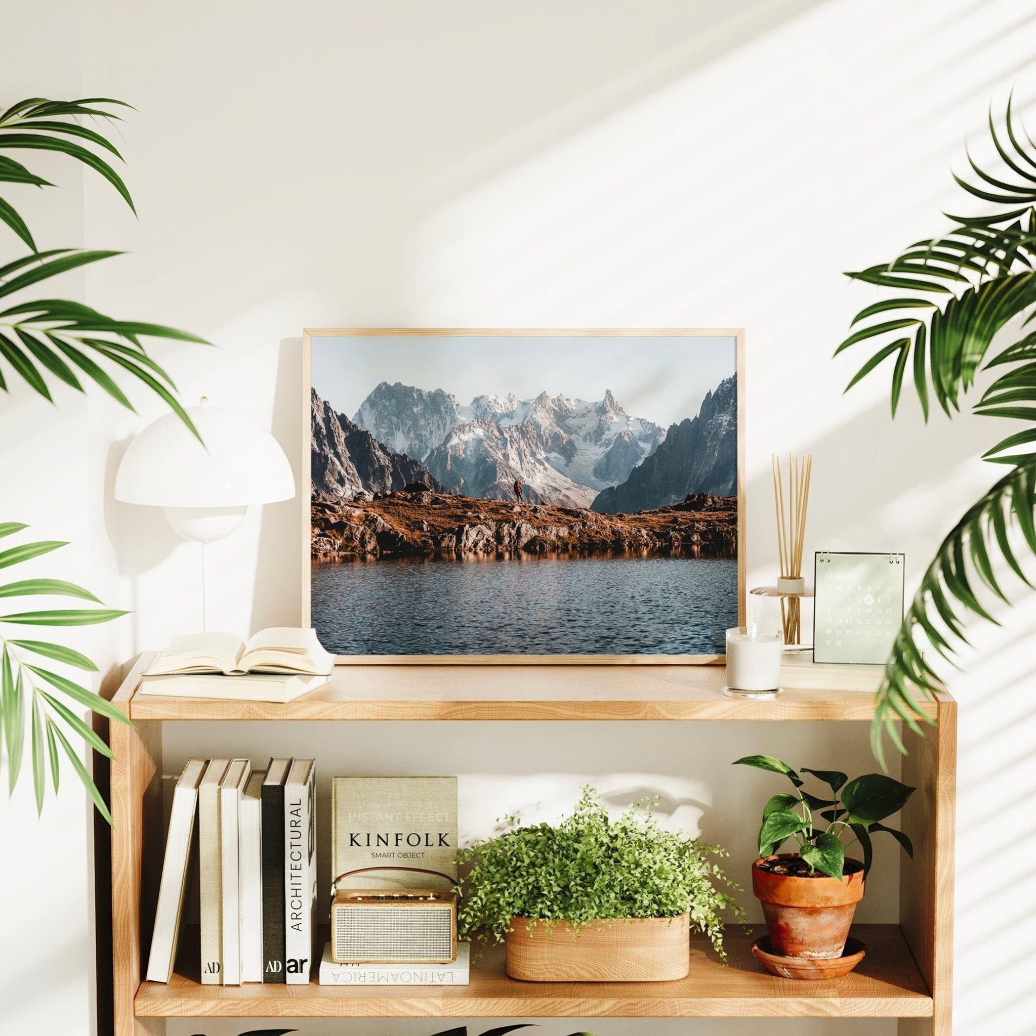 Tour du Mont Blanc Wall Art - Hiker with Alpine Reflections | Chamonix Print