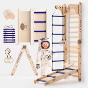 Apollo Schwedische Wand / Kletterleiter für kleine Astronauten + Mondschaukel-Set + Rutschbrett