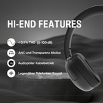 TELEFUNKEN ARCO EVO - Active Noise Cancelling Bluetooth Kopfhörer - 12 Hz Tiefbass
