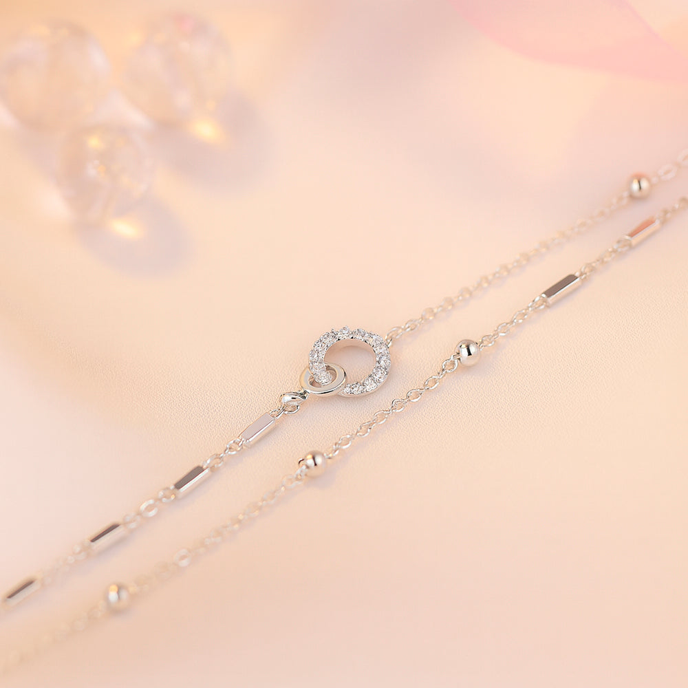 Armband aus 925er-Sterling-Silber, doppellagige Kette - Kreise