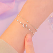 Armband aus 925er-Sterling-Silber, doppellagige Kette - Kreise