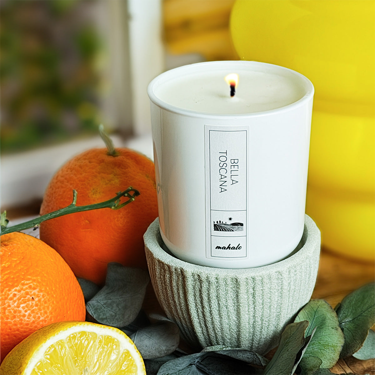 Bella Toscana Duftkerze Mit Zitrusnoten Orange Bergamotte Thymian Und Eukalyptus Mediterrane Frische