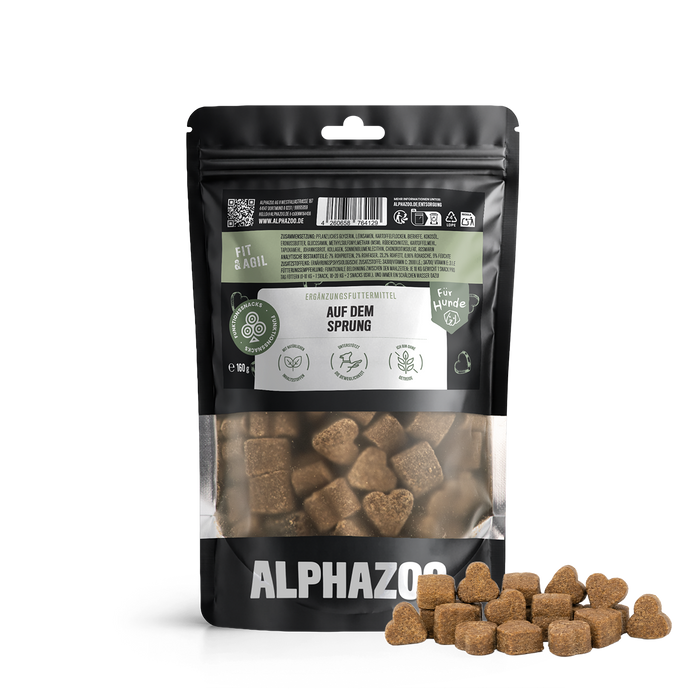 Auf Dem Sprung Hundesnack für Gelenke, herzförmige Leckerlis, 160g Packung von ALPHAZOO.