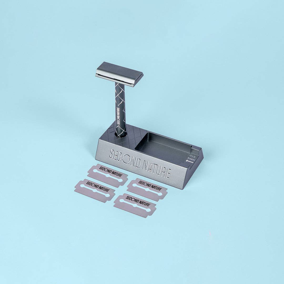 Rasierset - Rasierhobel mit Ständer und Klingen -