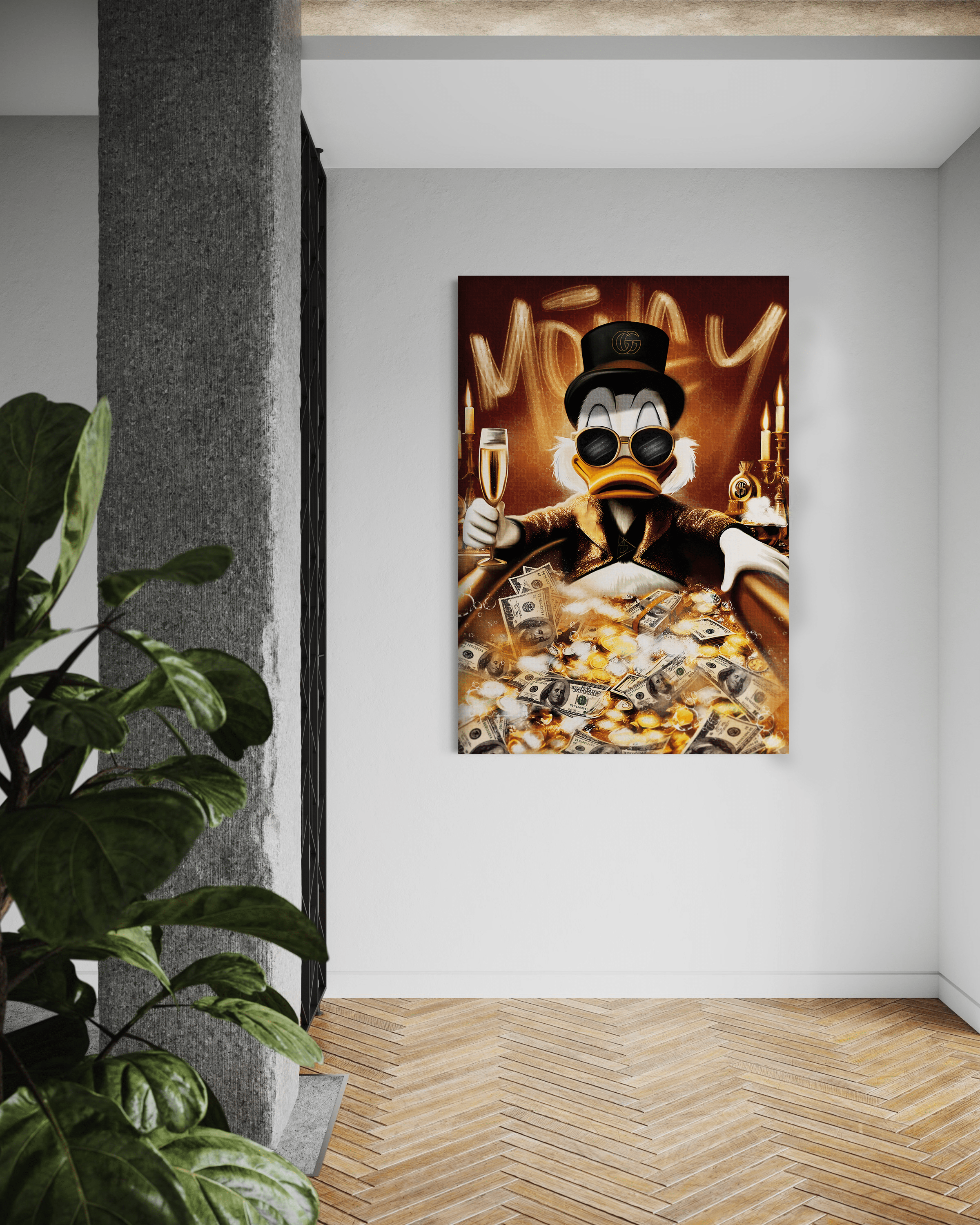 Bathing Dagobert - Leinwandbild Pop Art / Motivation by SimpleCanvas