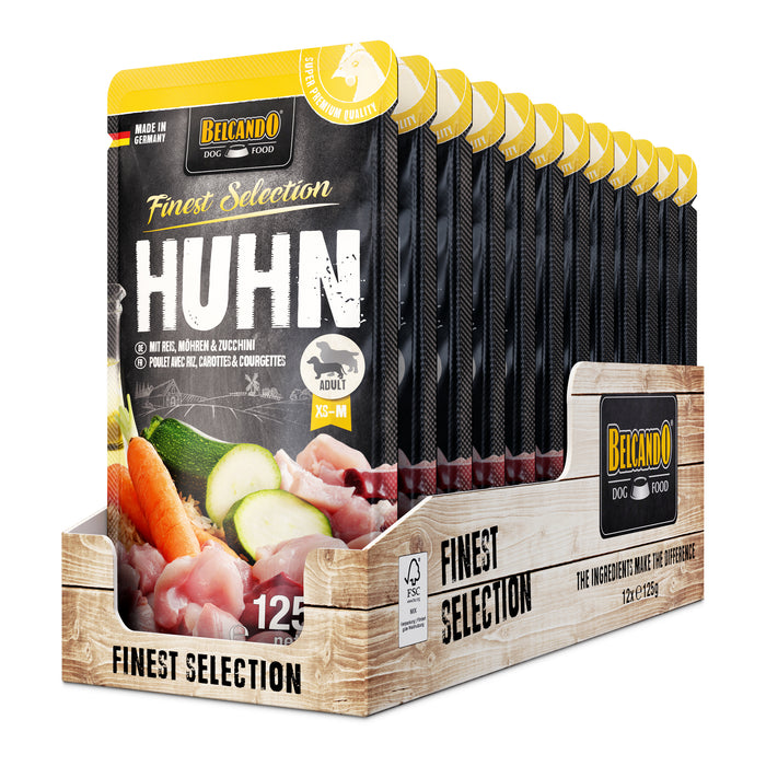BELCANDO Huhn mit Reis und Zucchini & Möhren – Nassfutter für Hunde