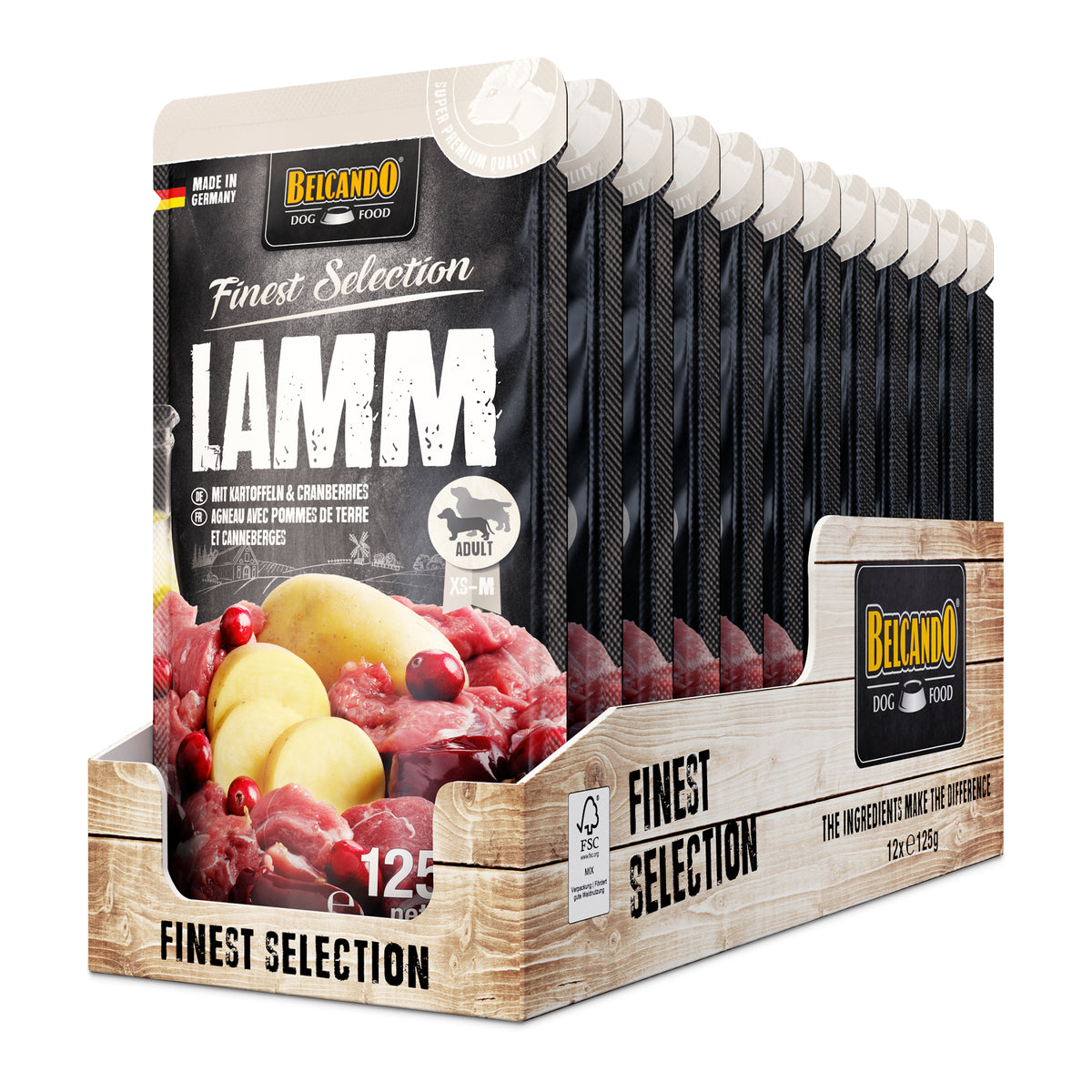 BELCANDO Lamm mit Kartoffeln & Cranberries – Nassfutter für Hunde