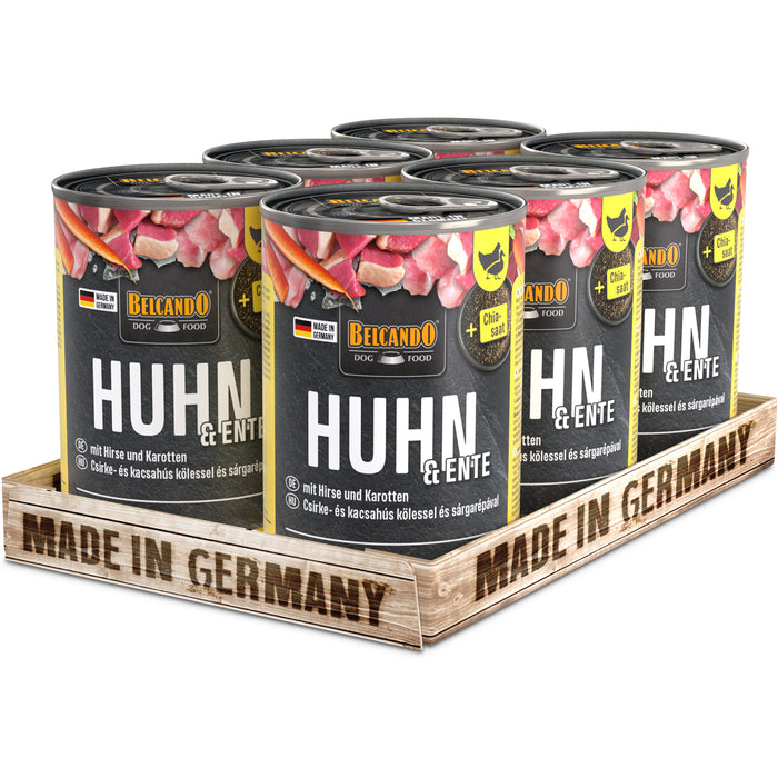 BELCANDO Huhn & Ente mit Hirse & Karotten – Nassfutter für Hunde