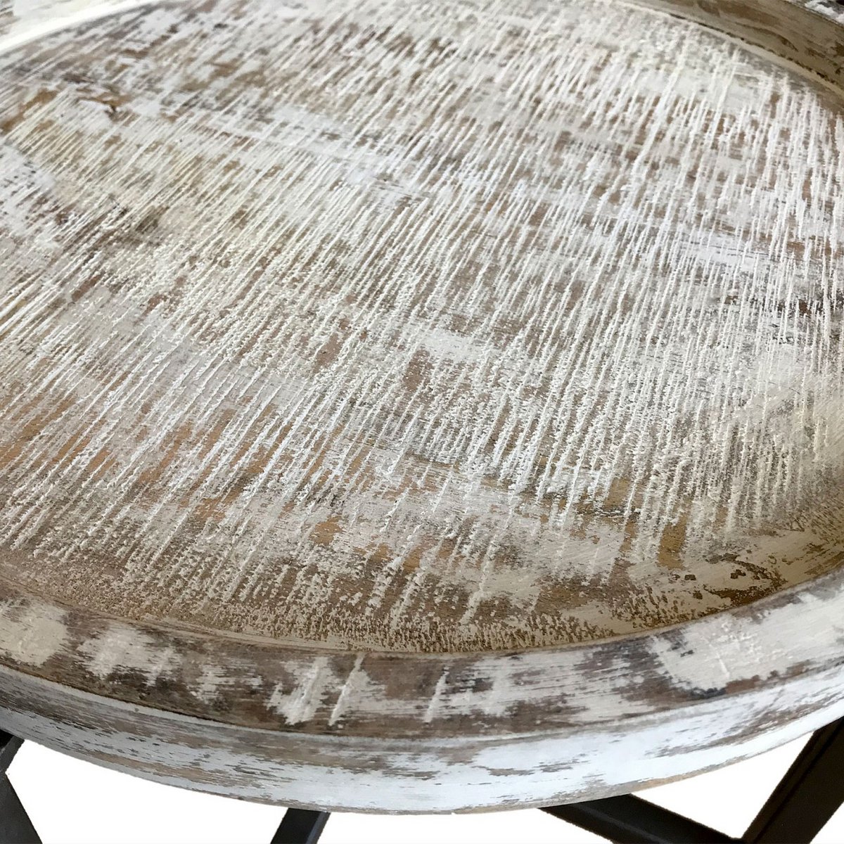 Beistelltisch - ø46xH45cm rund - Omaha - Metall-Gestell altsilber