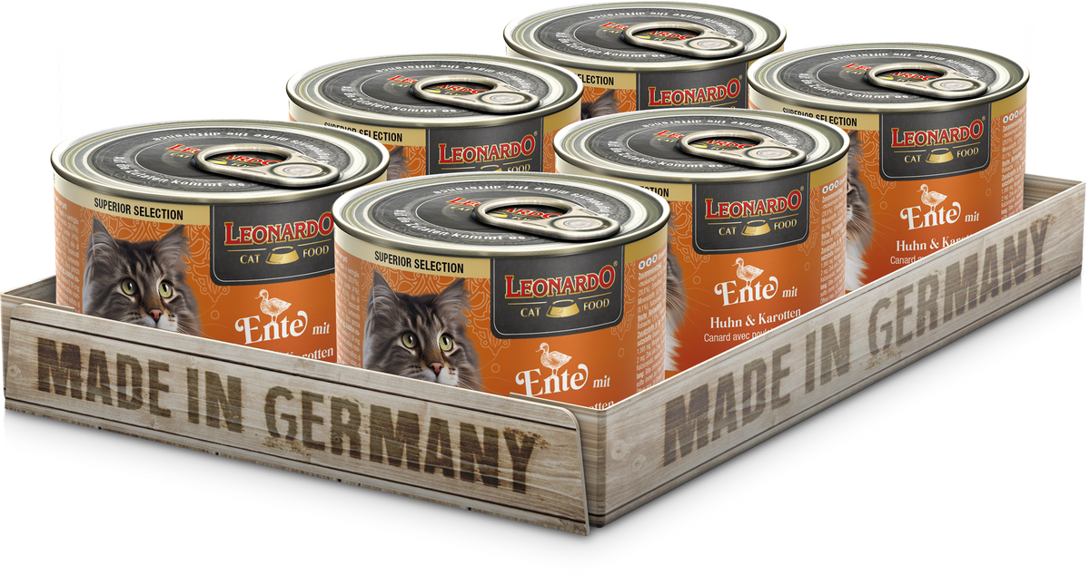 LEONARDO Ente mit Huhn & Karotten – Nassfutter für Katzen (Dose)