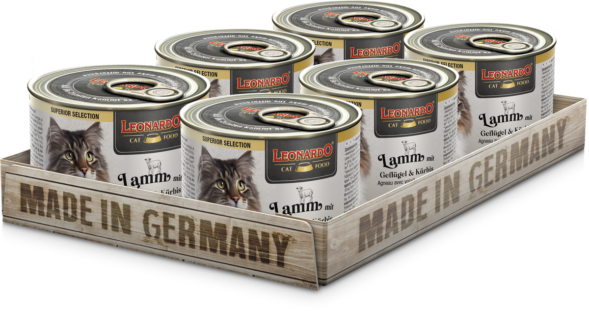 LEONARDO Lamm mit Geflügel & Kürbis – Nassfutter für Katzen (Dose)