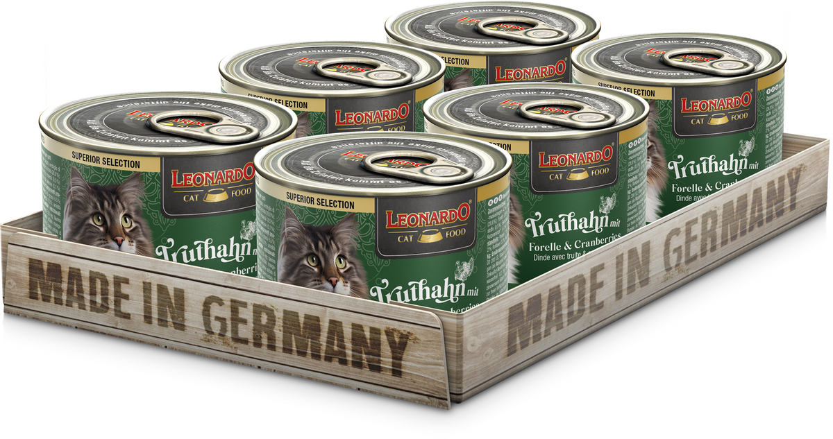 LEONARDO Truthahn mit Forelle & Cranberries – Nassfutter für Katzen (Dose)