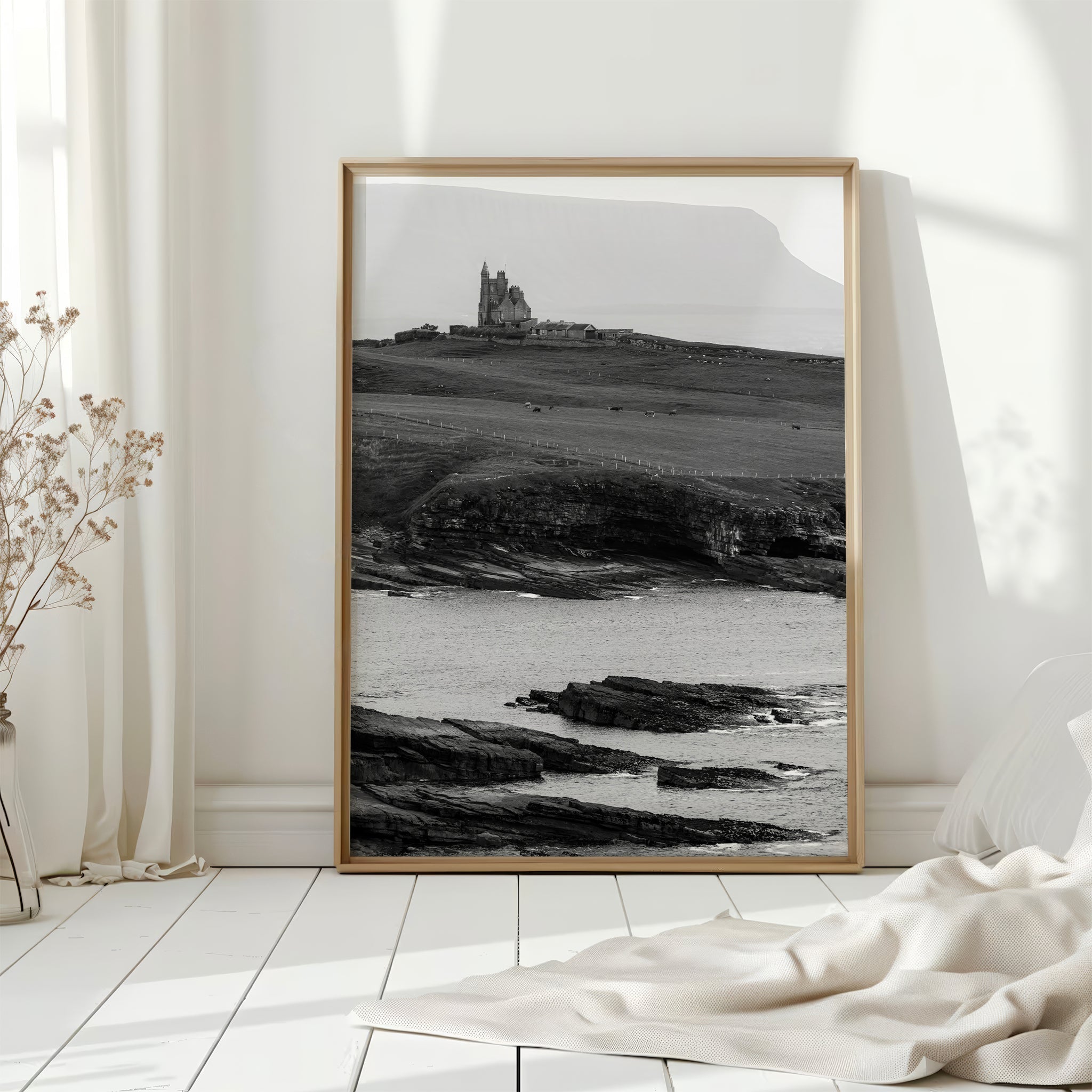 Classiebawn Castle Print – Black and White Irish Coastal Wall Art