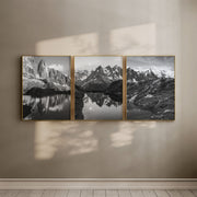 Black and White Chamonix Wall Art Set - Minimalist Mountain Photography Prints