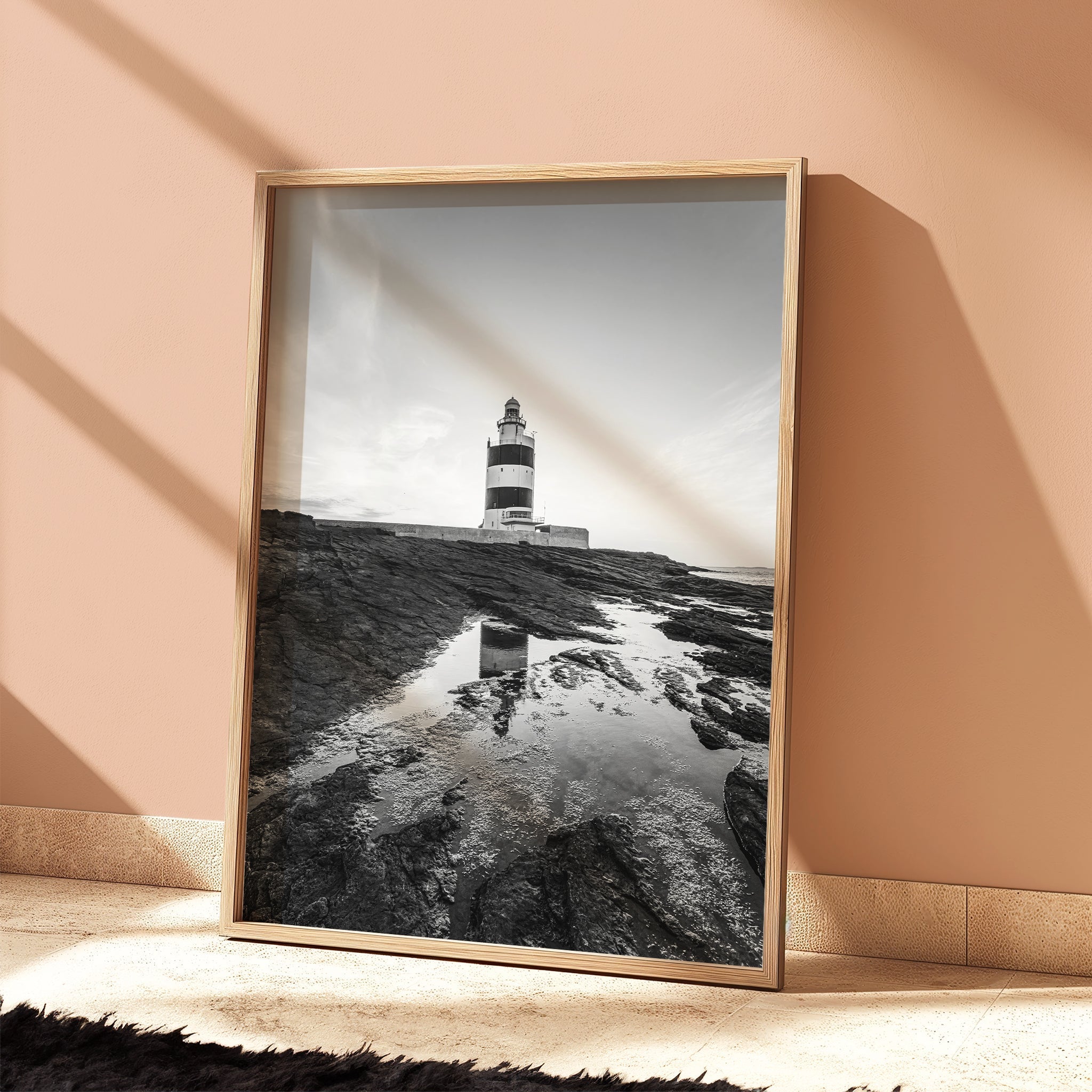 Hook Head Lighthouse Reflection – Ireland Black & White Fine Art Print