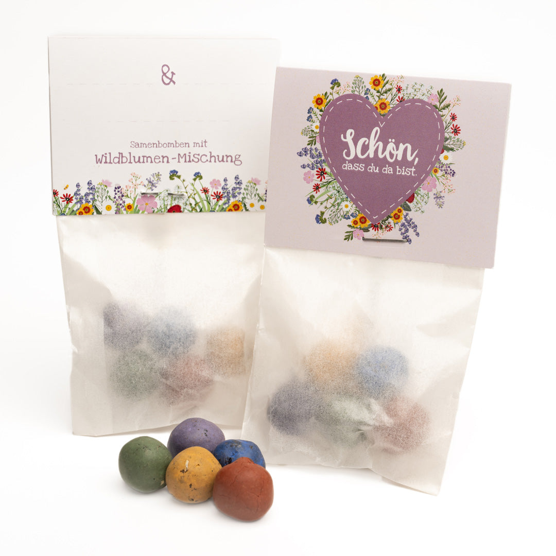 10x5 Blumenmurmeln im Tütchen – Gastgeschenk